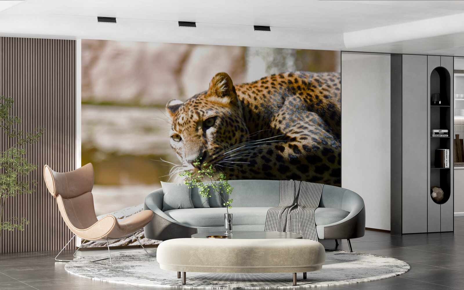 Fotobehang panter koesterend in de hete zon