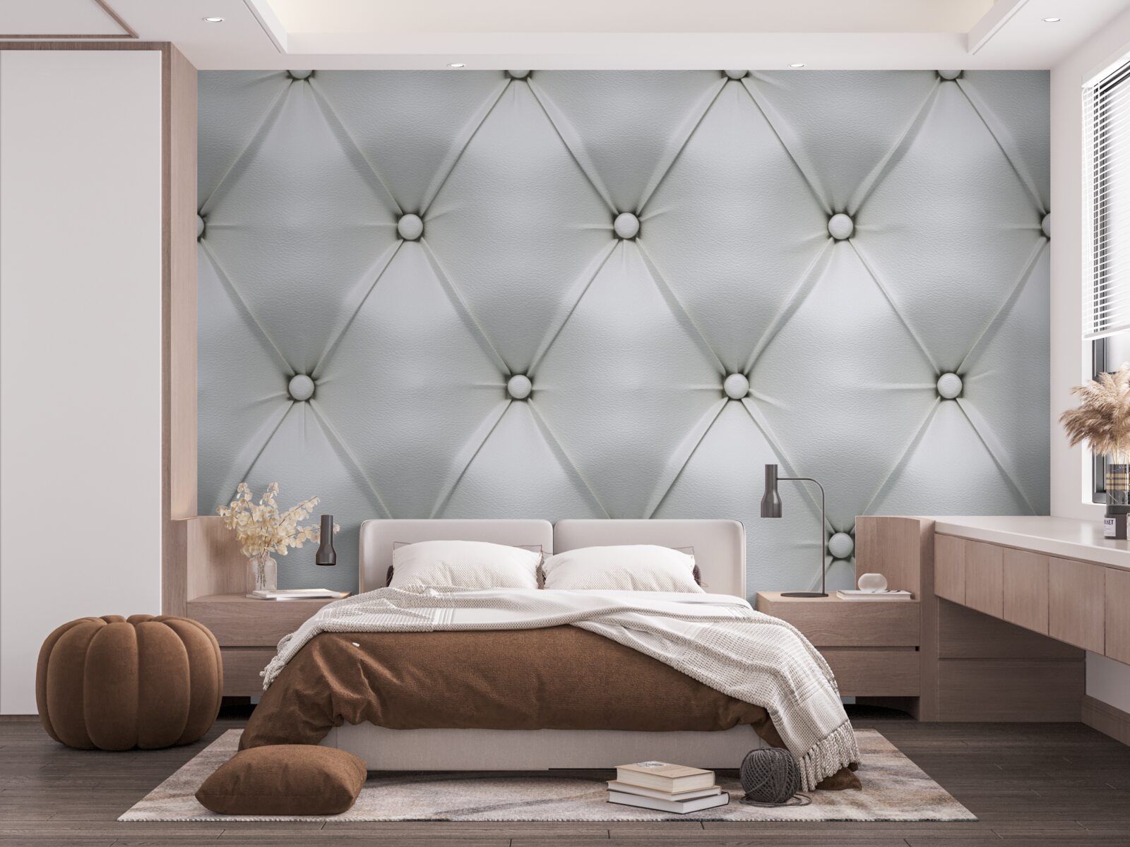 Fotobehang textuur van stof met parelmoeren inzetstukken