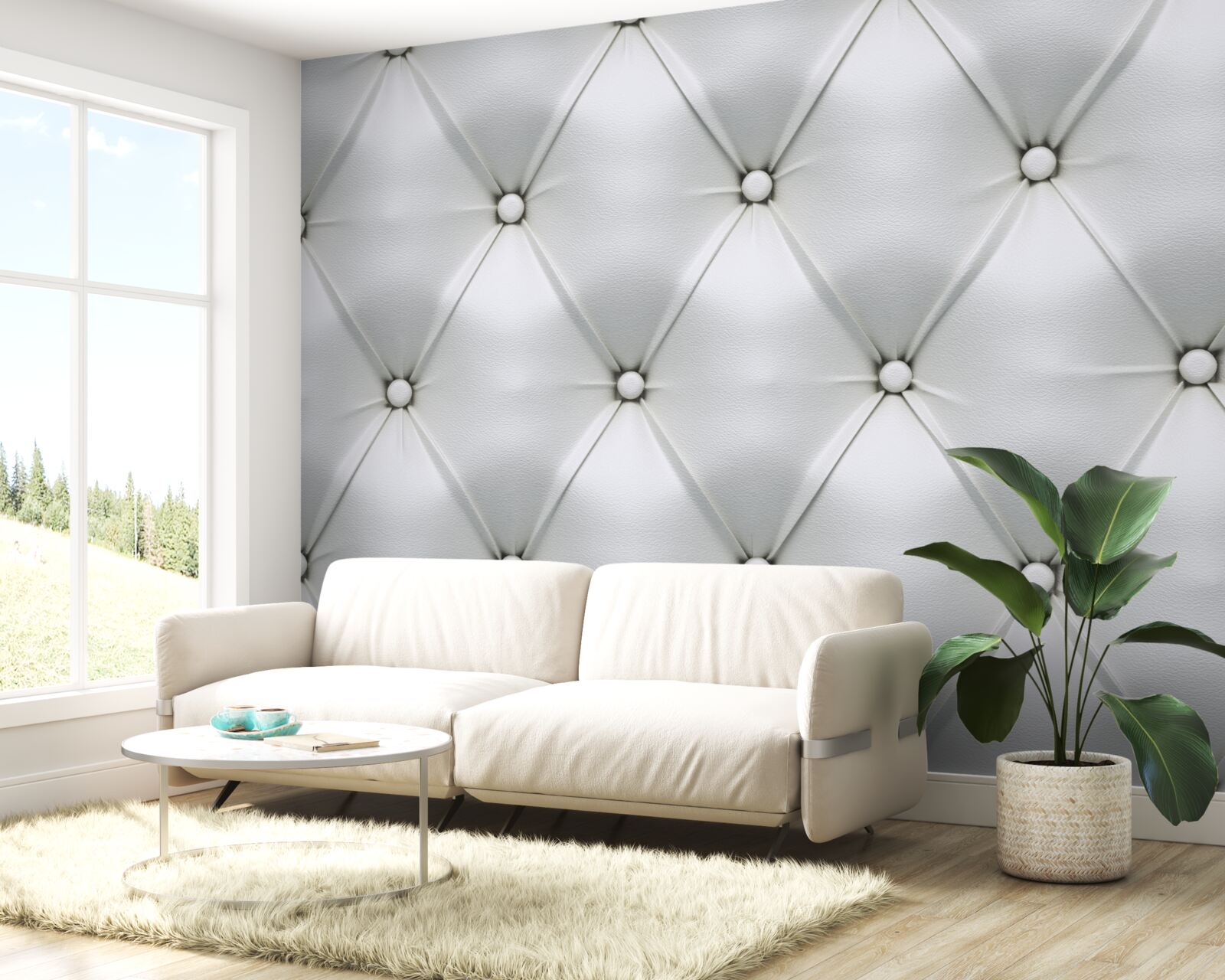 Fotobehang textuur van stof met parelmoeren inzetstukken