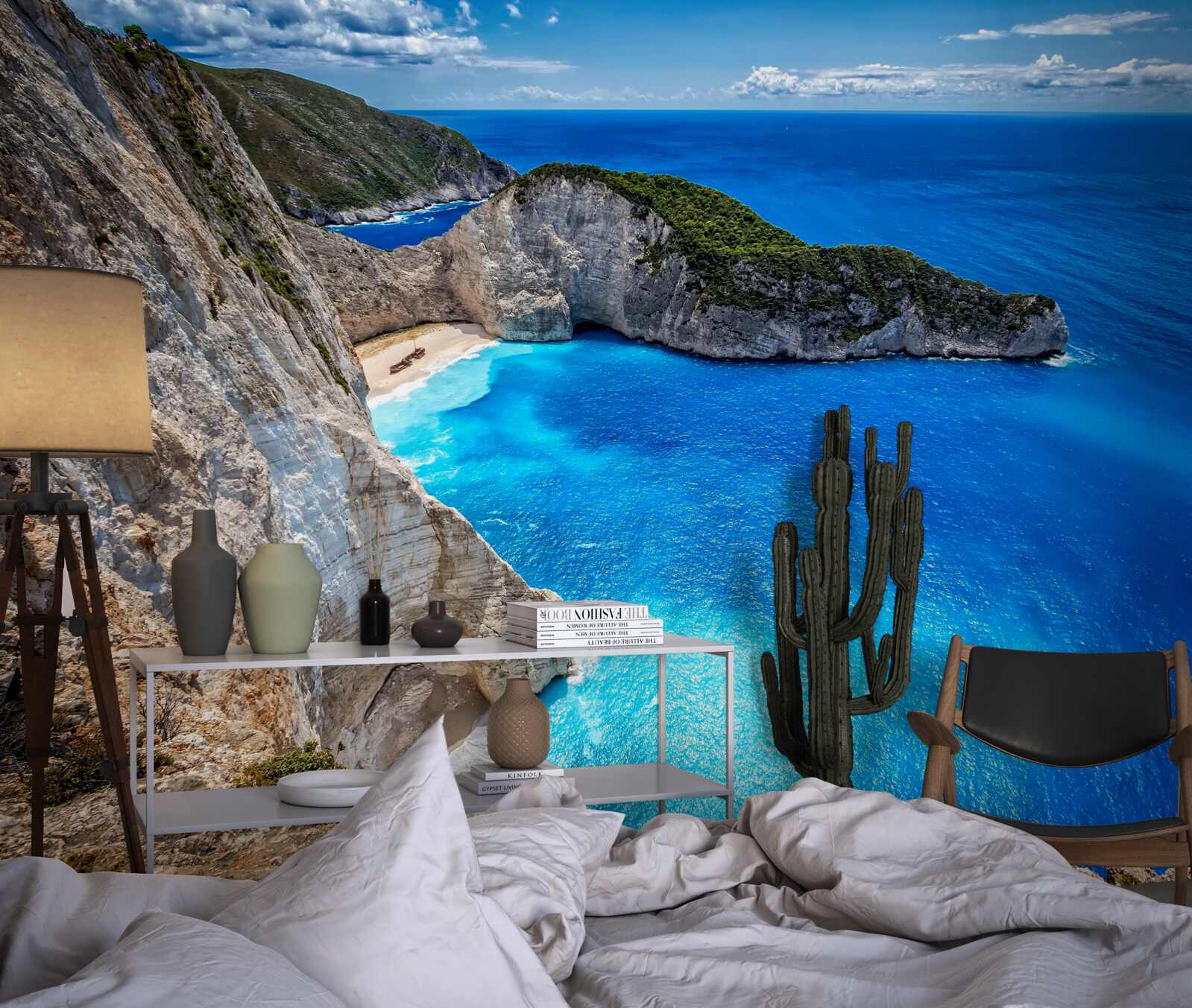 Fotobehang hagelwitte stranden en turquoise wateren aan de voet van de bergen