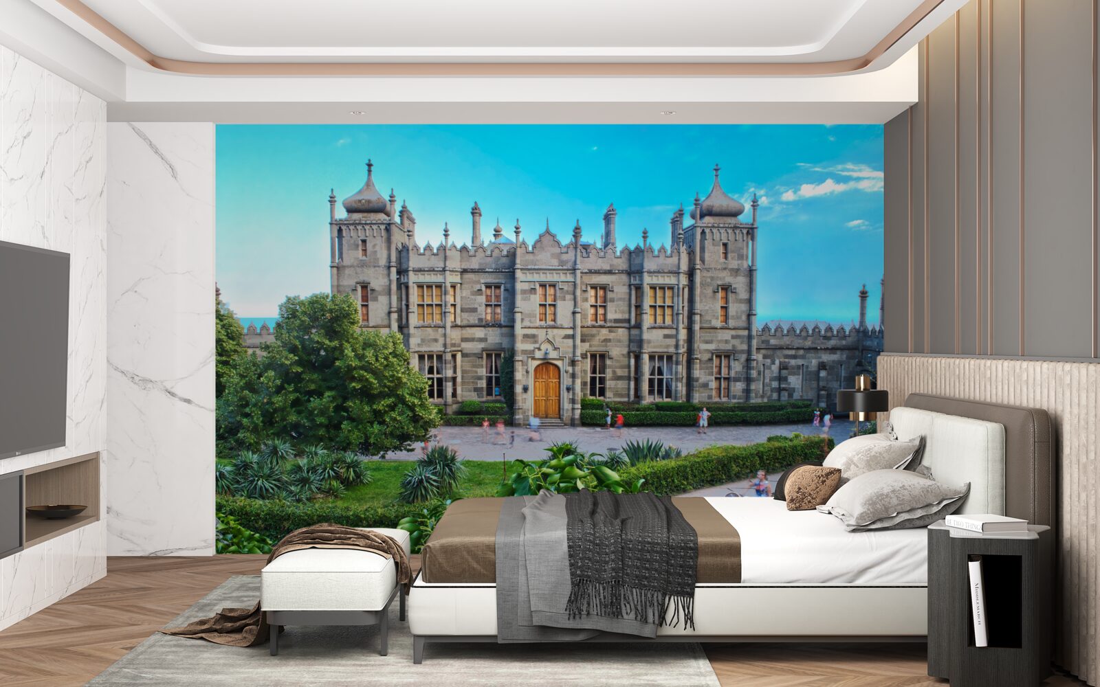 Fotobehang vorontsov paleis met een tuin op de binnenplaats