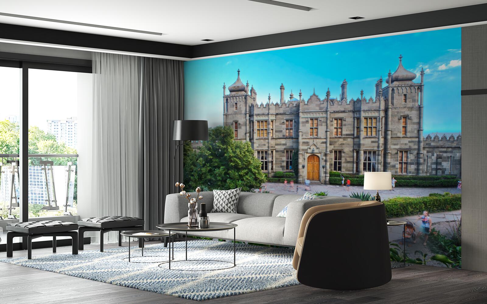 Fotobehang vorontsov paleis met een tuin op de binnenplaats