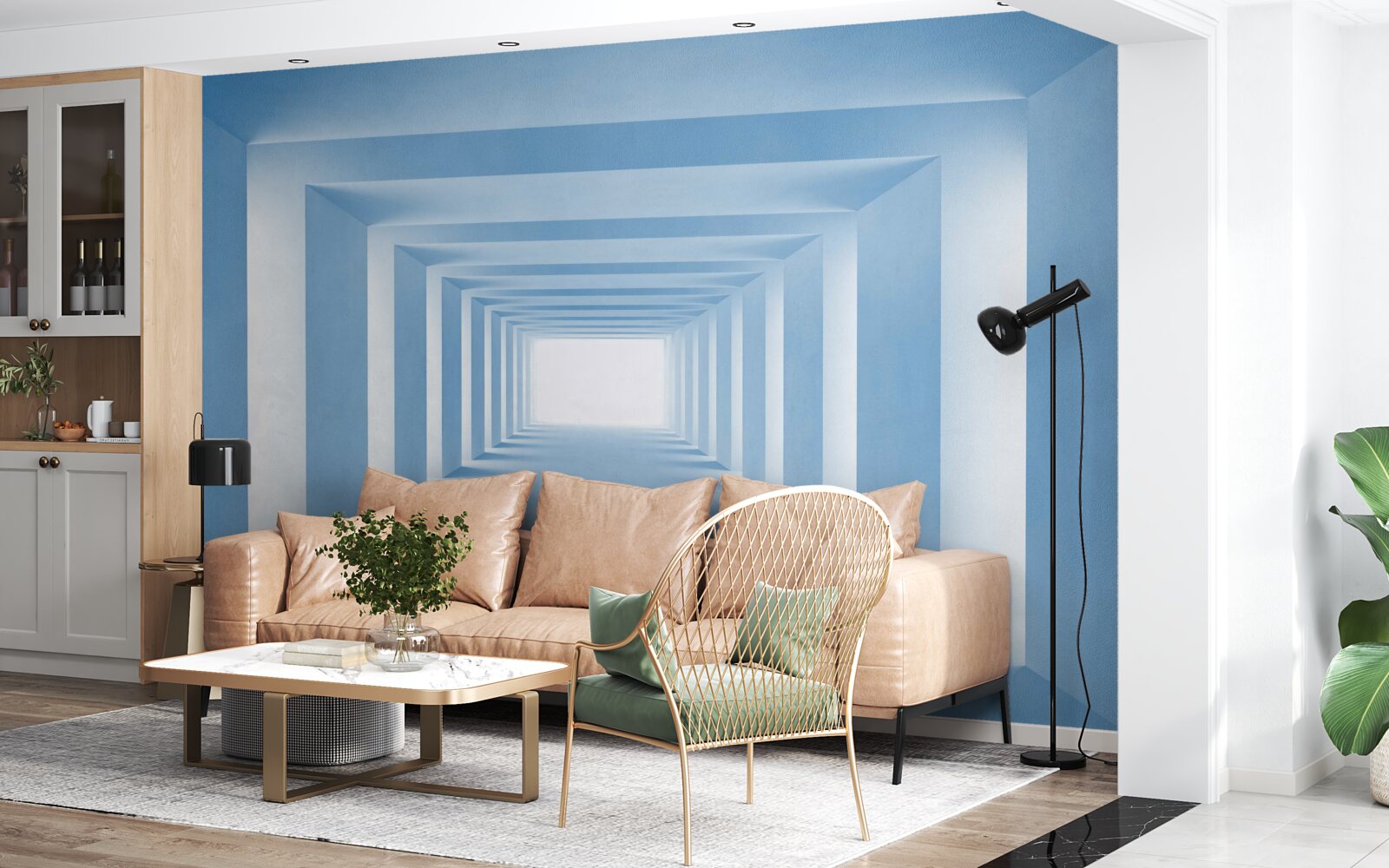 Fotobehang oneindig omkeerbare rechthoekige gebogen structuren