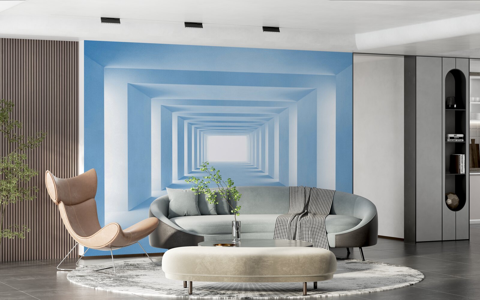 Fotobehang oneindig omkeerbare rechthoekige gebogen structuren