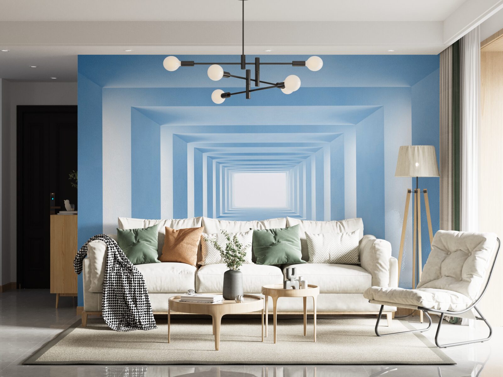 Fotobehang oneindig omkeerbare rechthoekige gebogen structuren