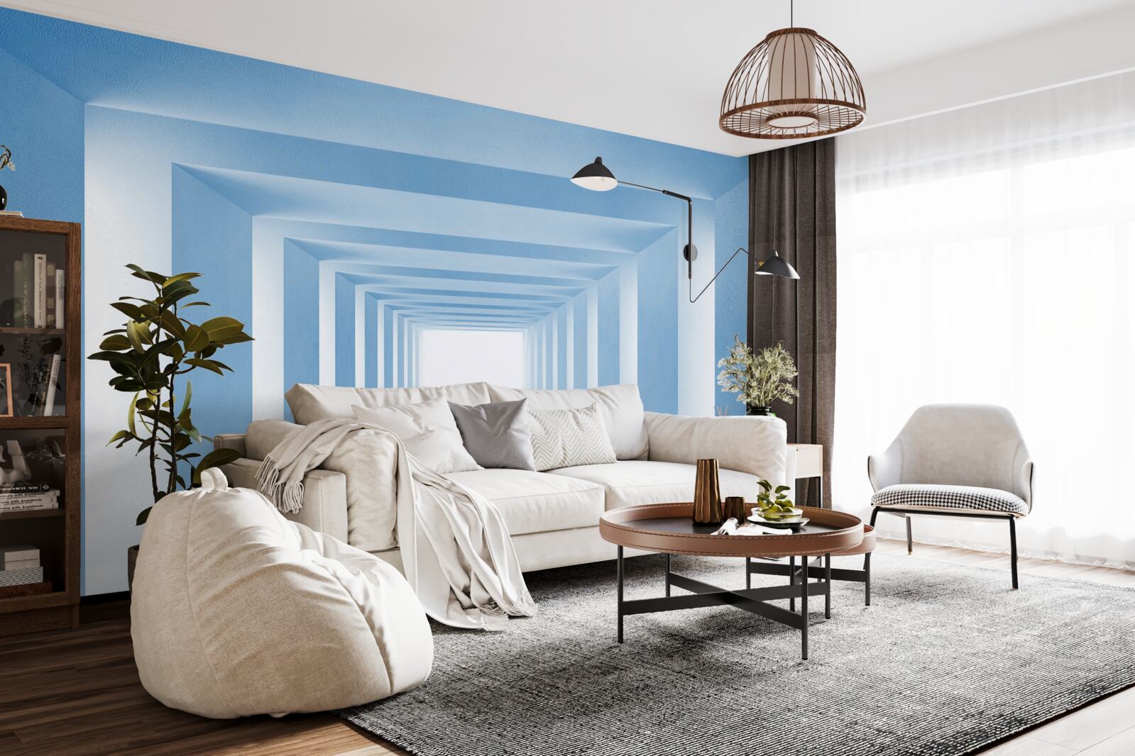 Fotobehang oneindig omkeerbare rechthoekige gebogen structuren