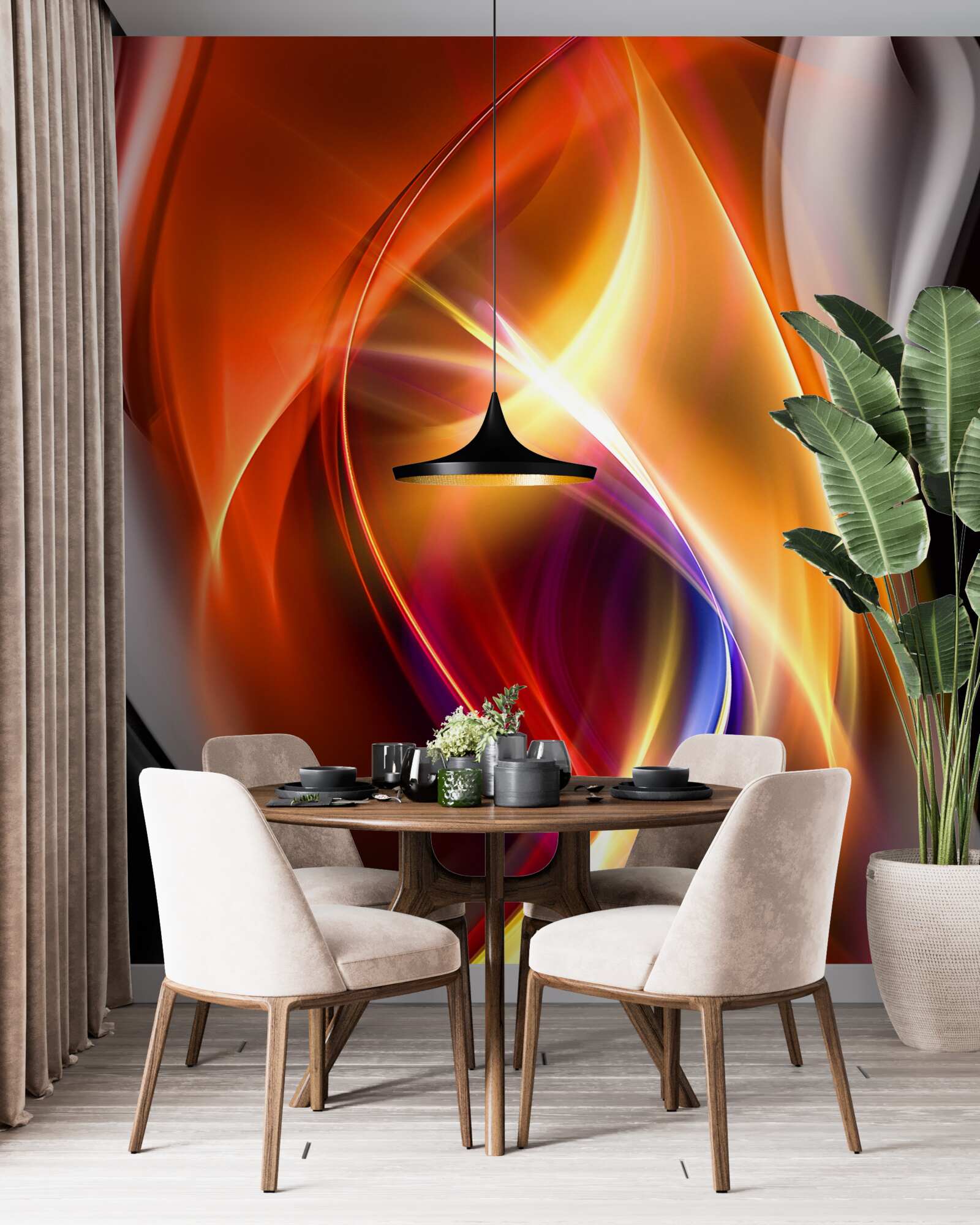 Fotobehang vloeiende lijnen met rijke kleuren