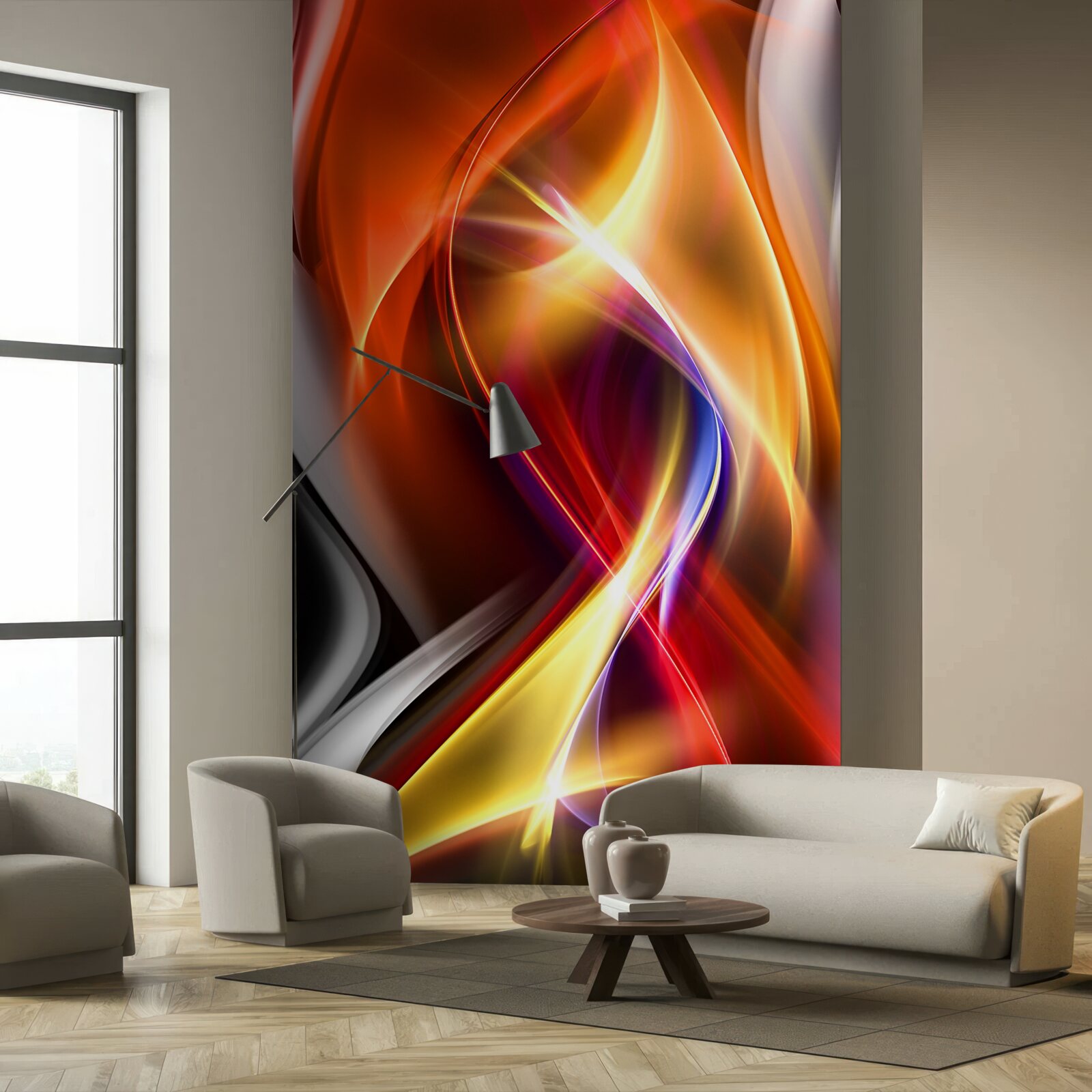 Fotobehang vloeiende lijnen met rijke kleuren