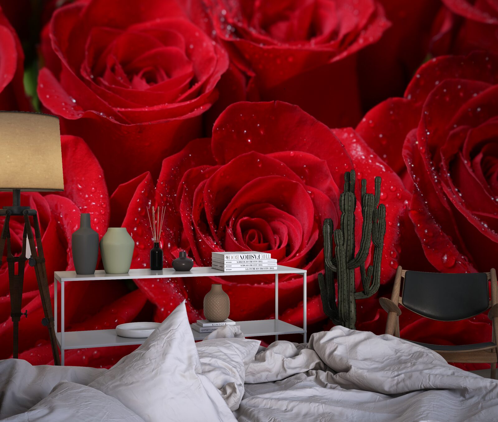 Fotobehang rozenknoppen in een rijke scharlakenrode tint