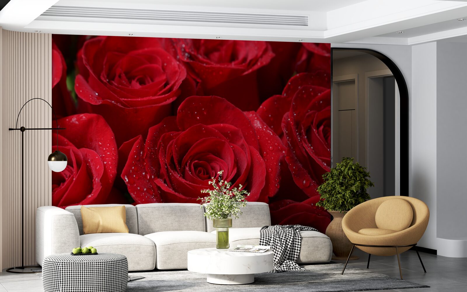 Fotobehang rozenknoppen in een rijke scharlakenrode tint