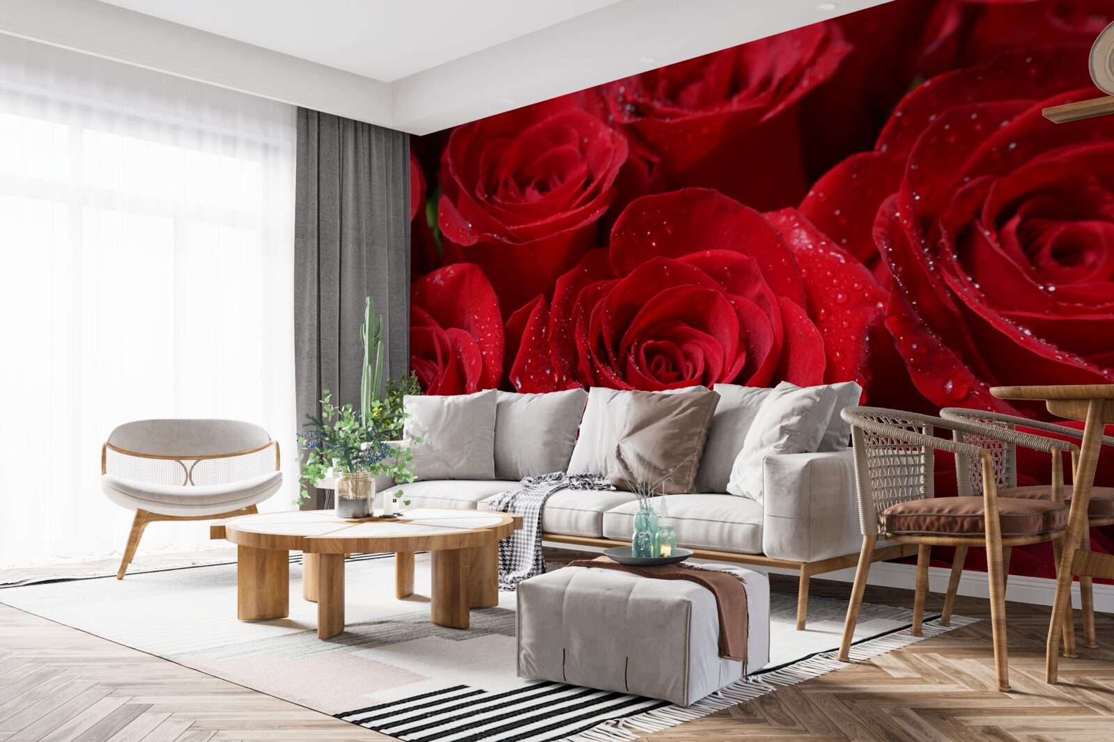 Fotobehang rozenknoppen in een rijke scharlakenrode tint