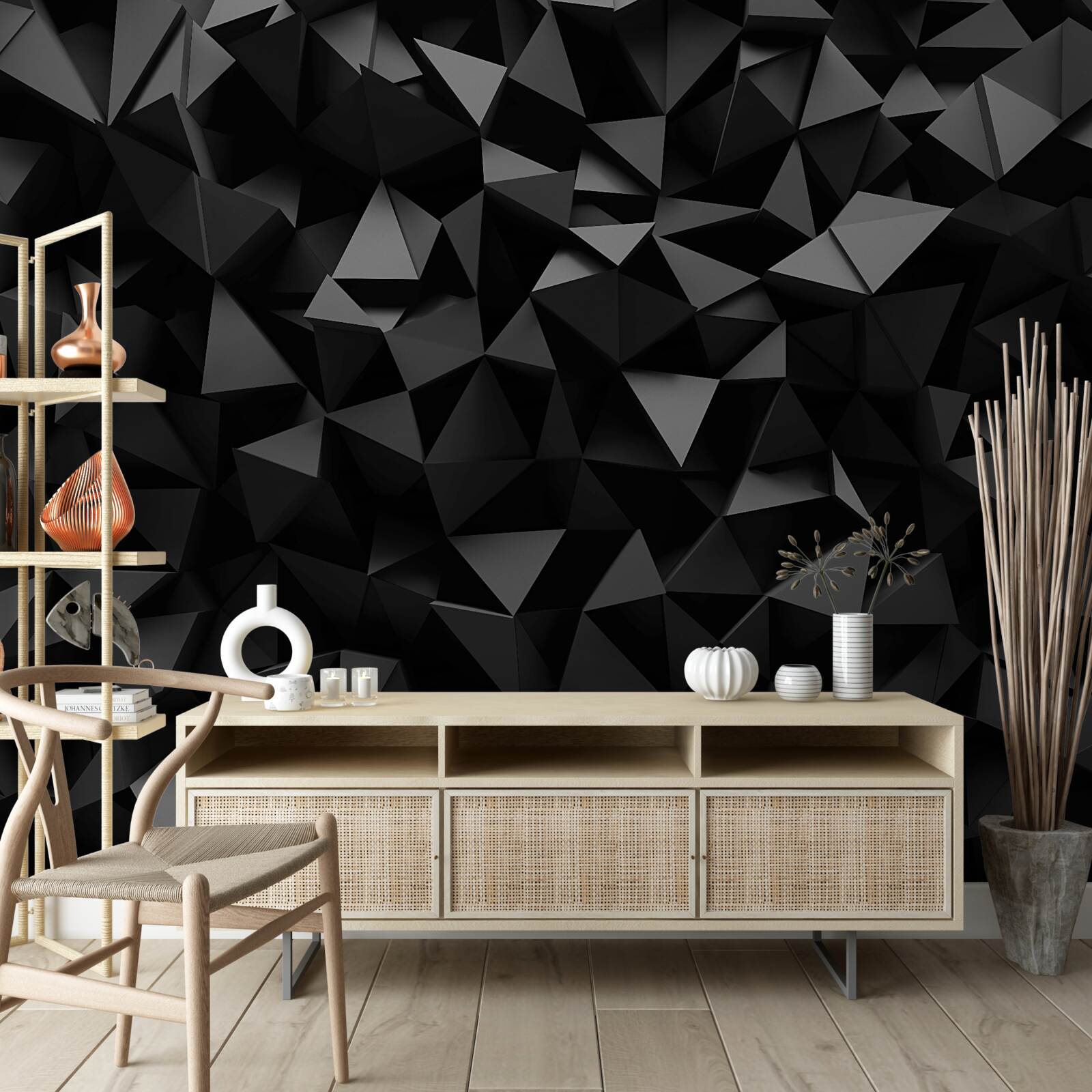 Fotobehang abstractie in de vorm van scherpe vormen en donkere pieken