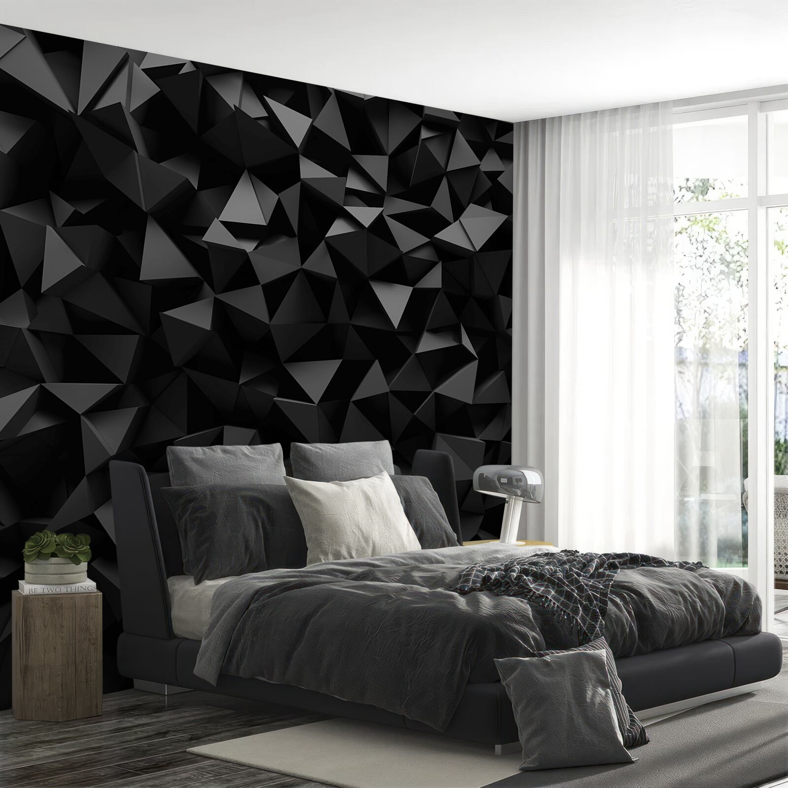 Fotobehang abstractie in de vorm van scherpe vormen en donkere pieken