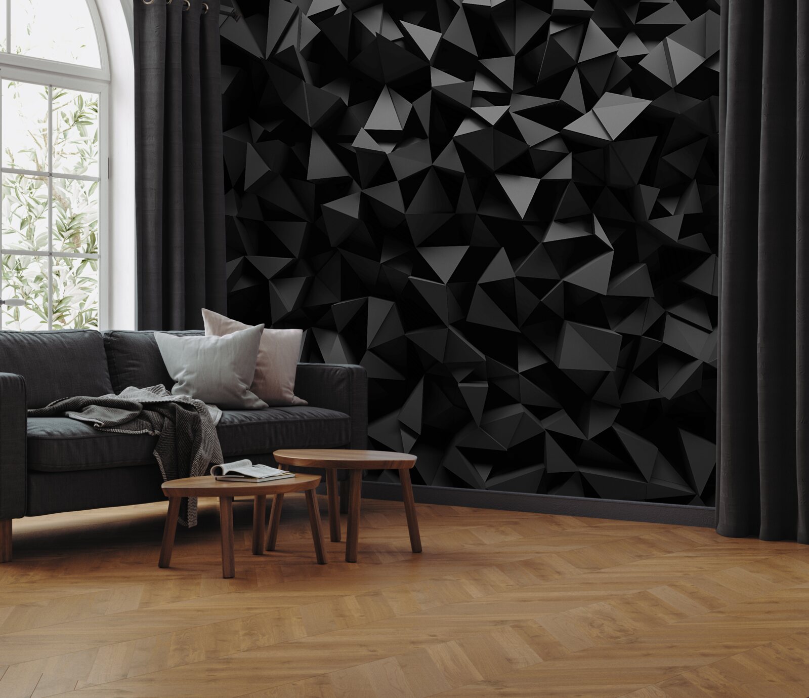 Fotobehang abstractie in de vorm van scherpe vormen en donkere pieken