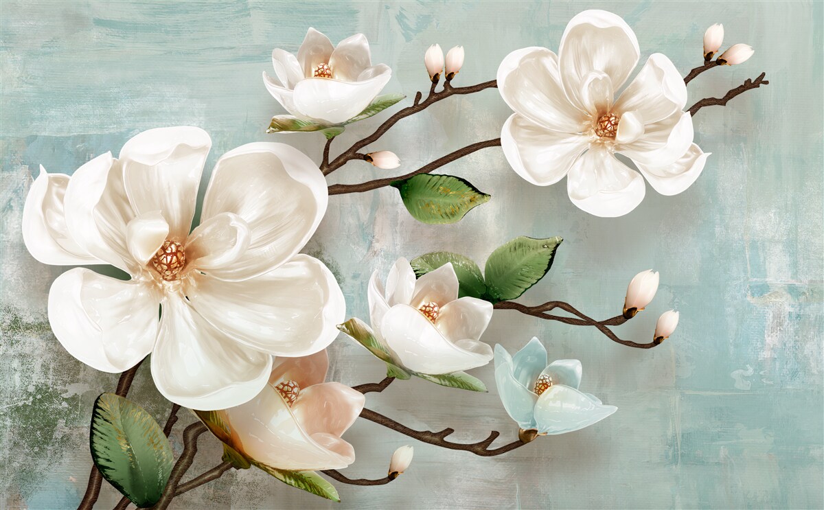 Fotobehang een bos sneeuwwitte orchideeën