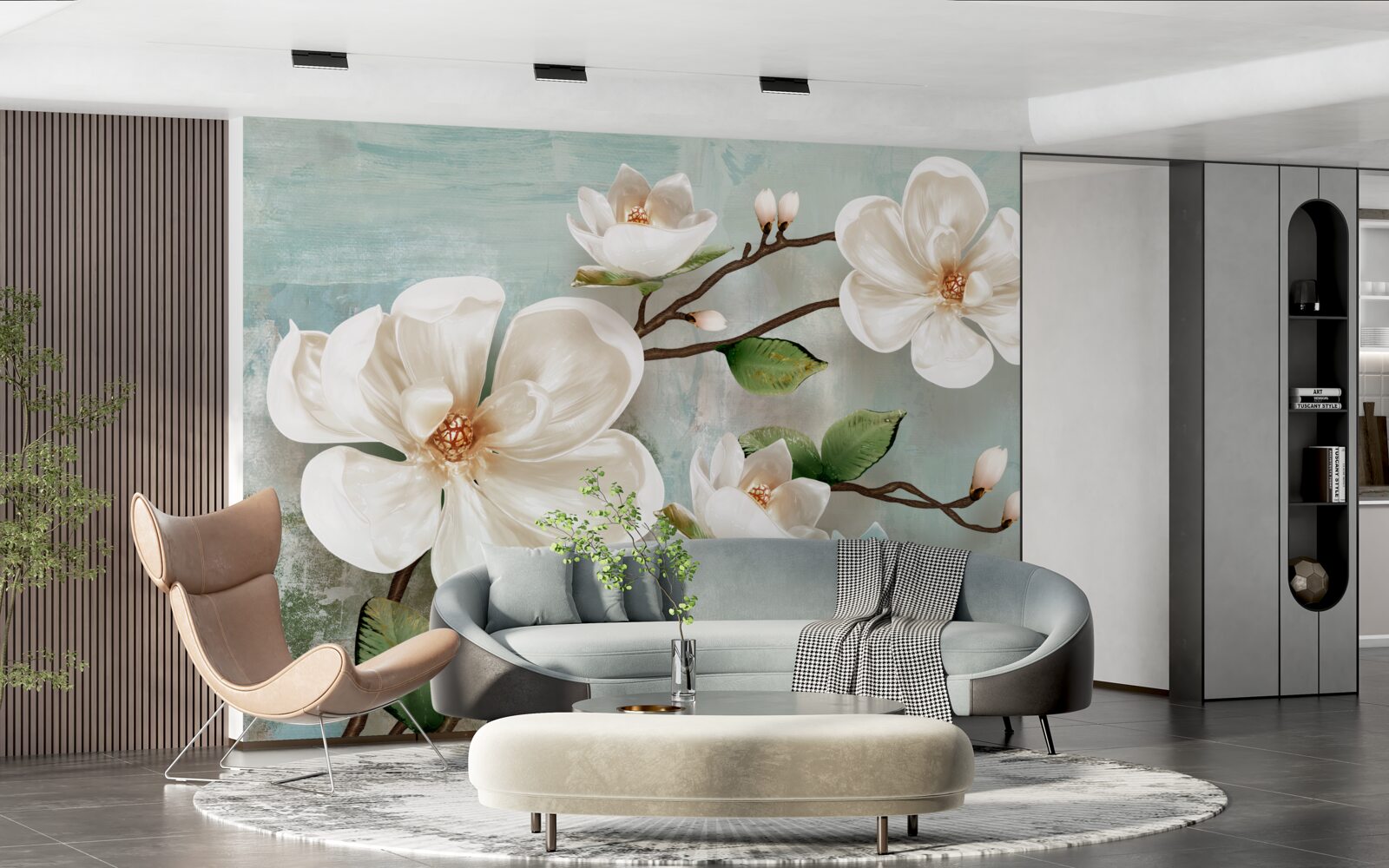 Fotobehang een bos sneeuwwitte orchideeën