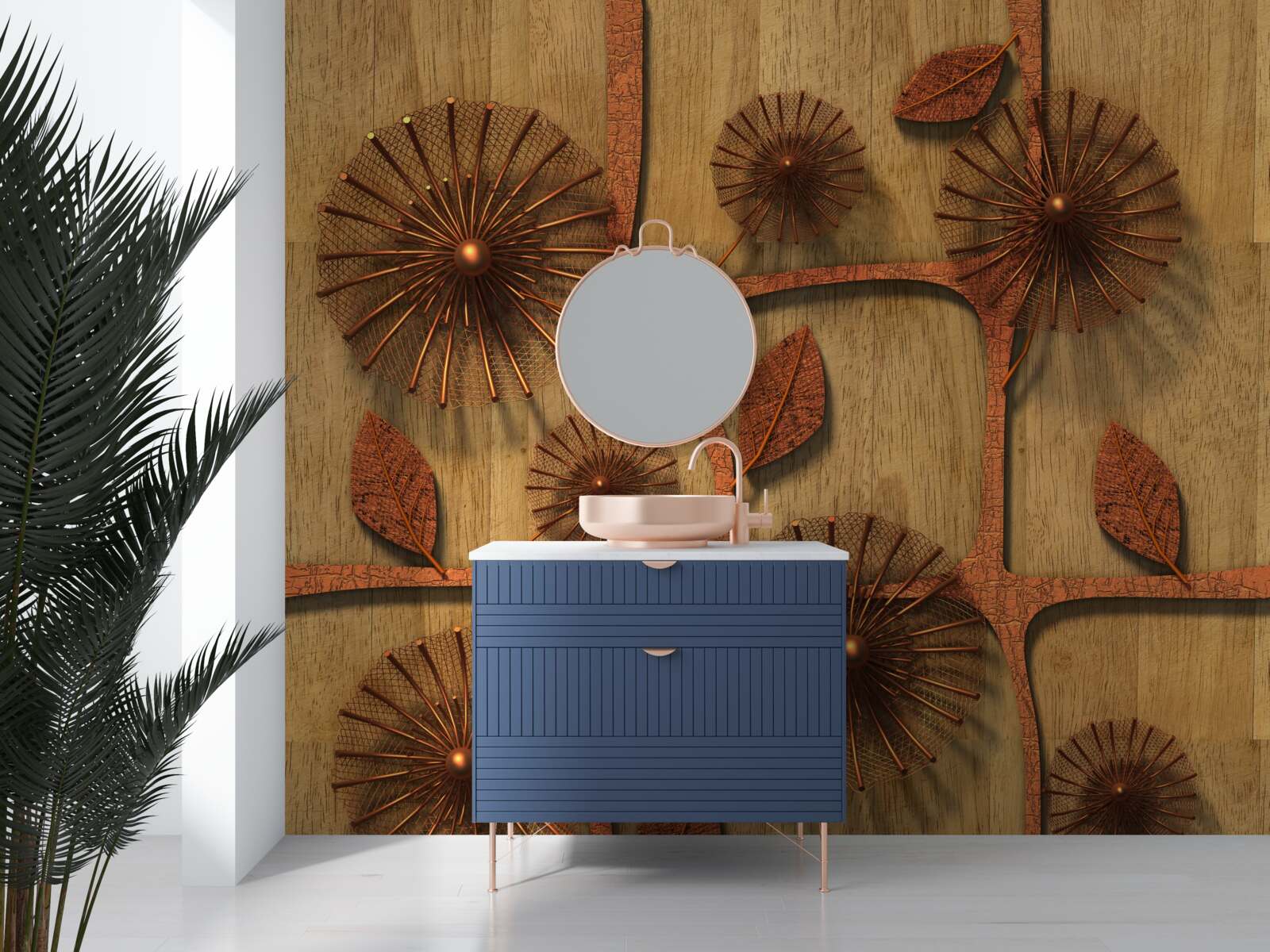 Fotobehang abstract melkkruid op boomtakken