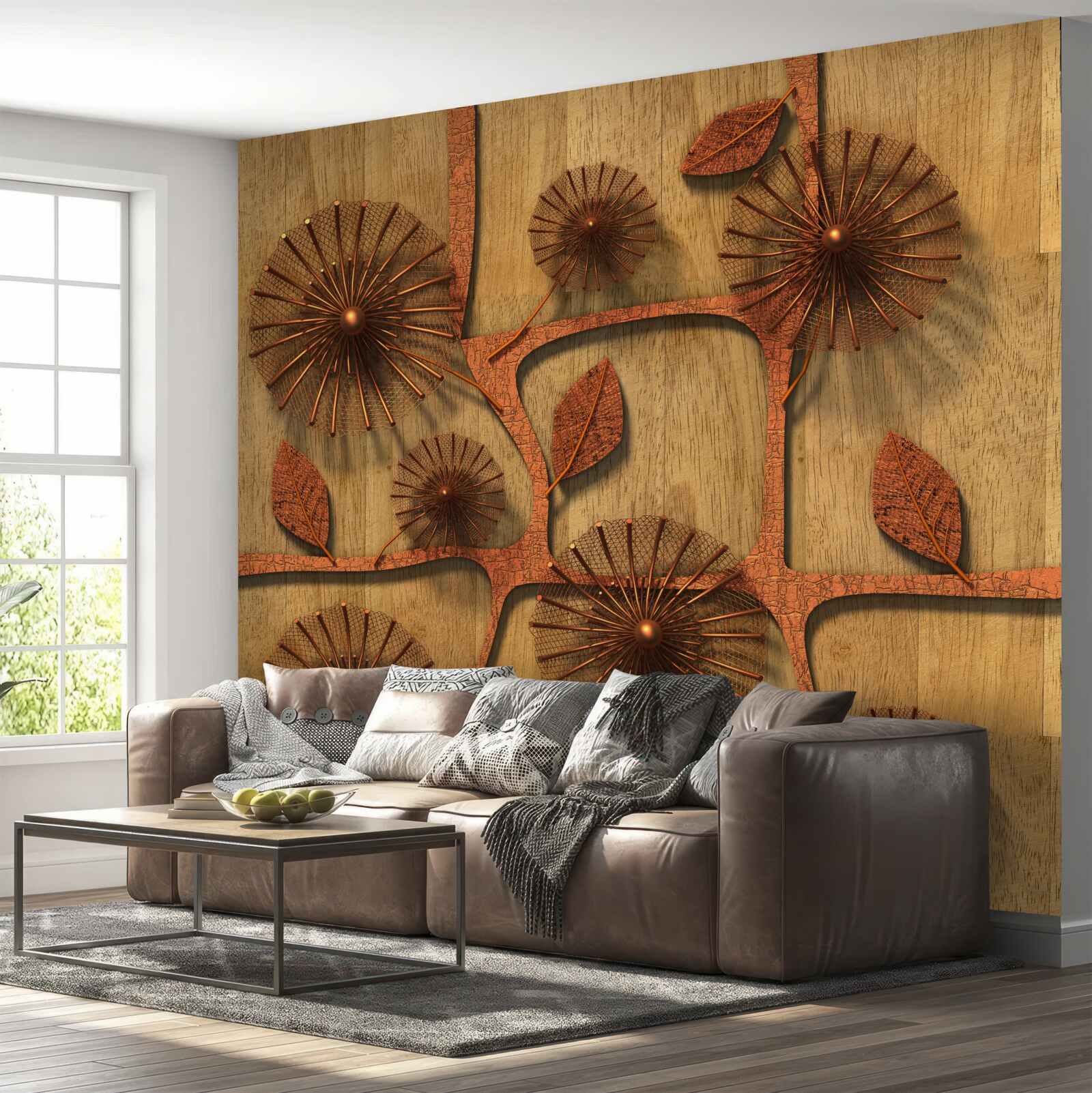 Fotobehang abstract melkkruid op boomtakken