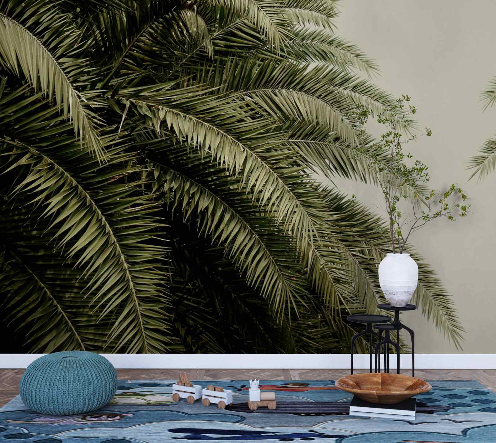 Fotobehang varenbladeren dicht bedekt met vocht als het regent