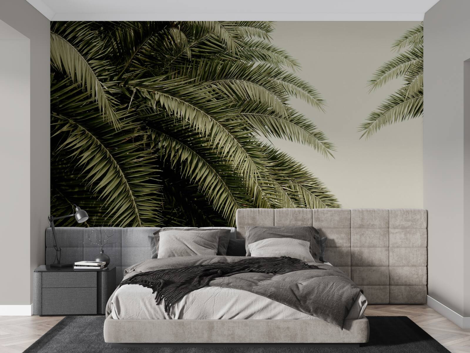 Fotobehang varenbladeren dicht bedekt met vocht als het regent