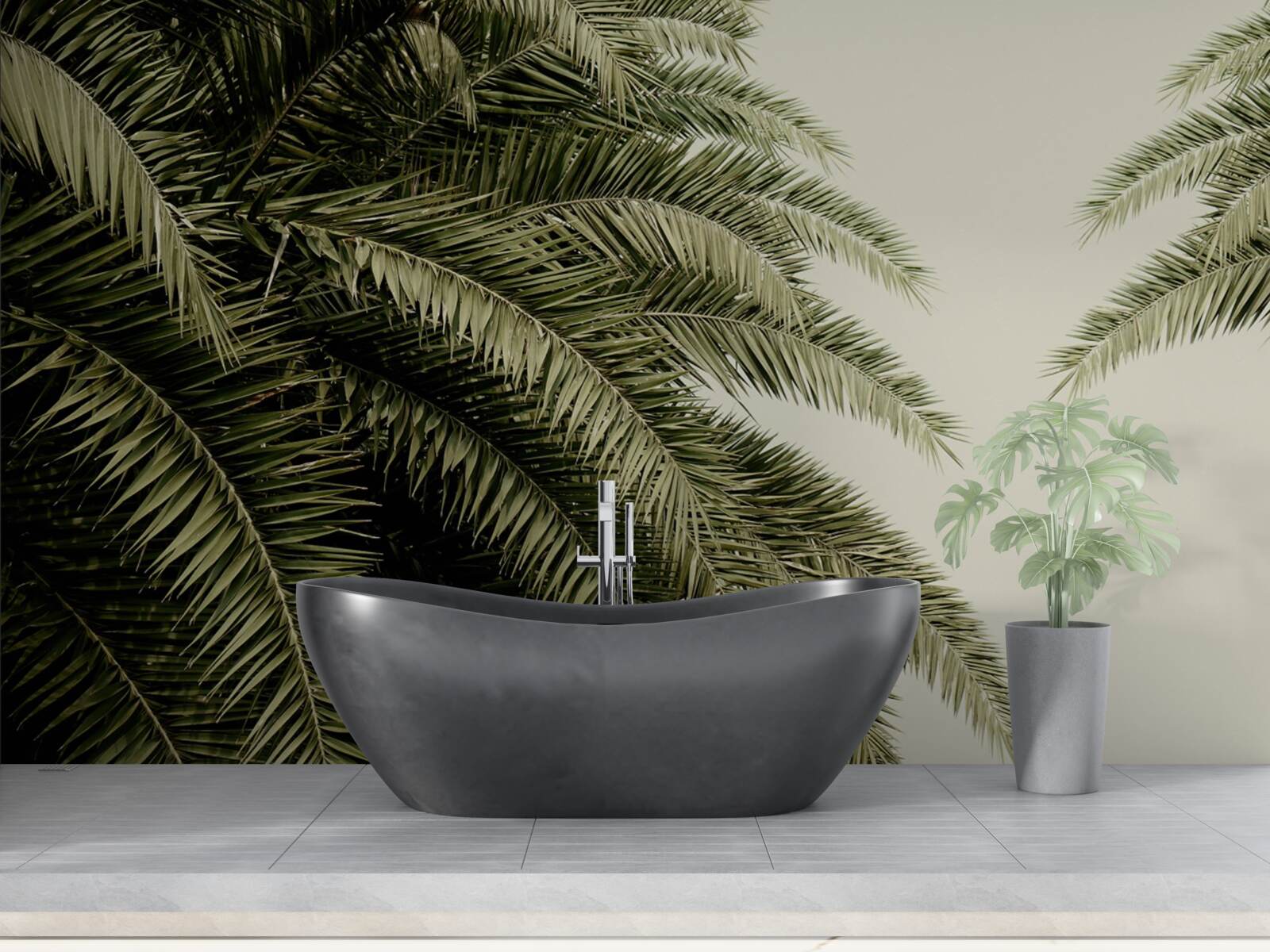 Fotobehang varenbladeren dicht bedekt met vocht als het regent