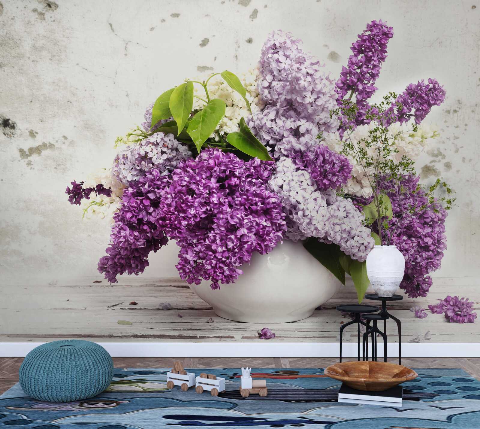 Fotobehang een bos diverse lente seringen