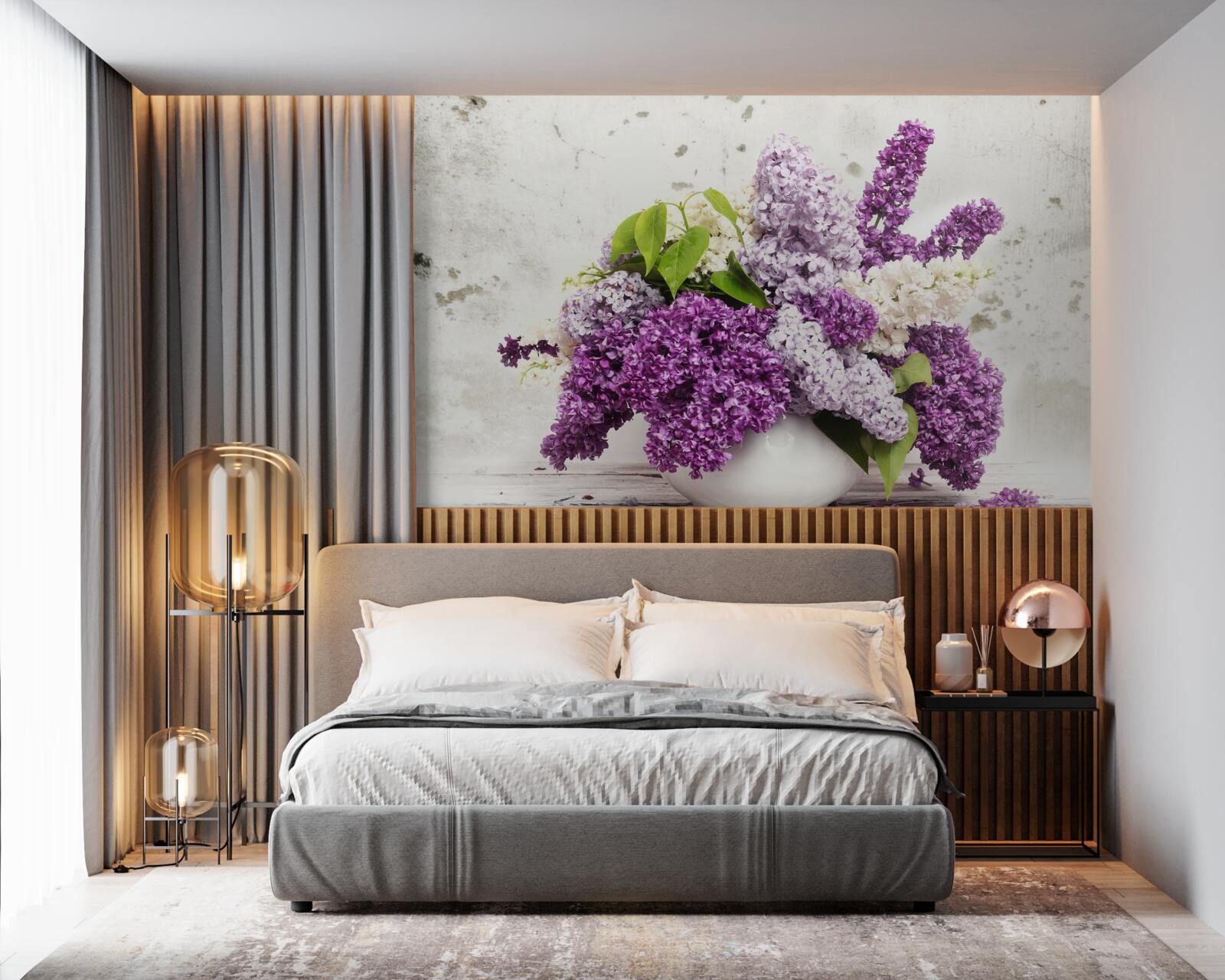 Fotobehang een bos diverse lente seringen