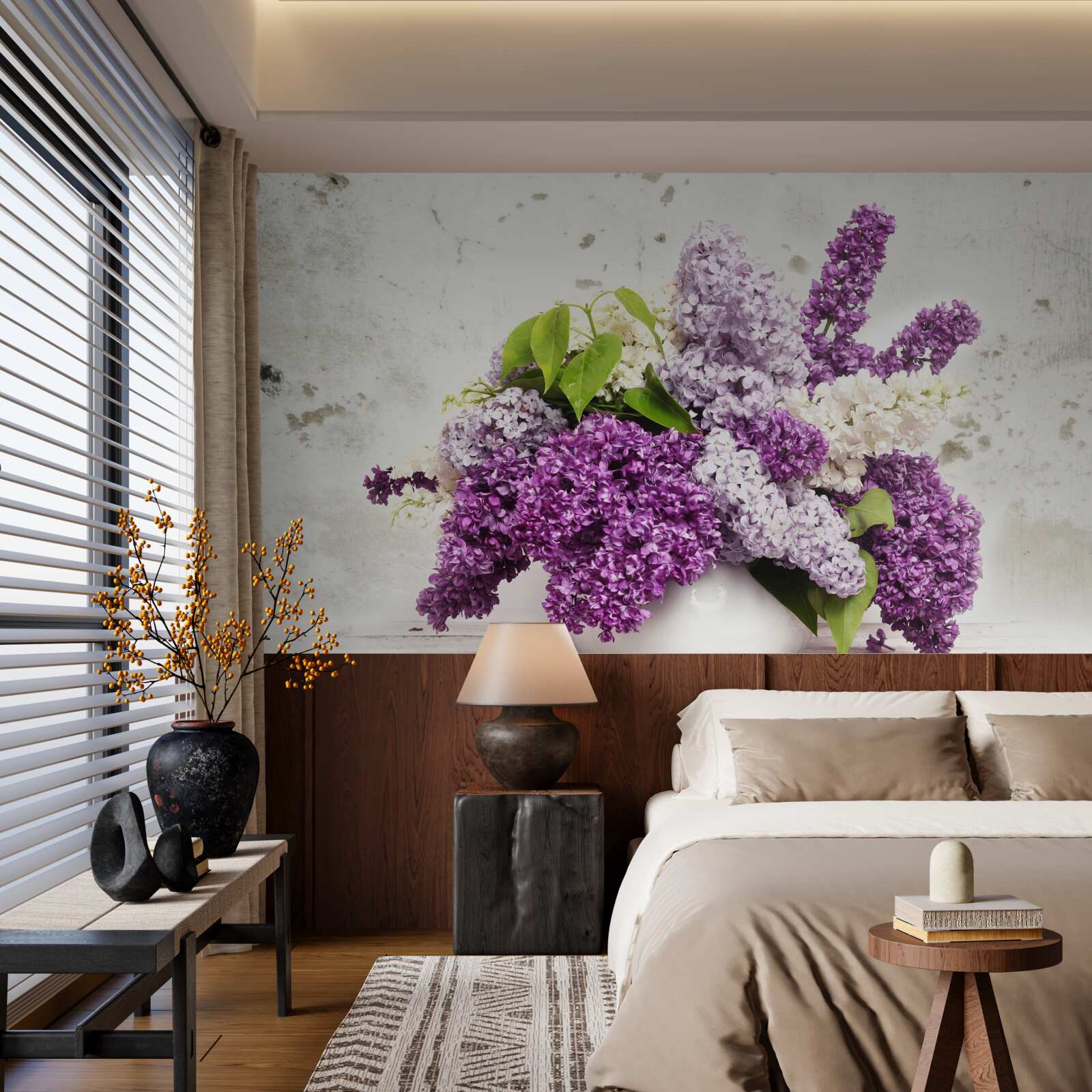 Fotobehang een bos diverse lente seringen