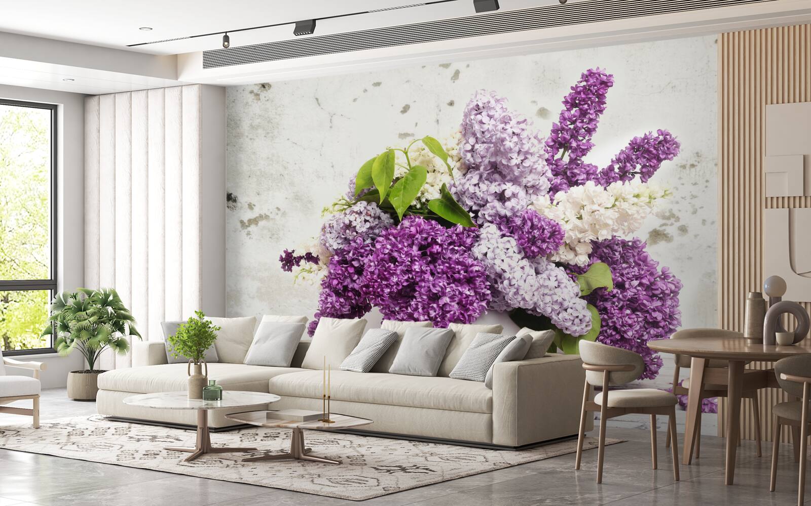 Fotobehang een bos diverse lente seringen