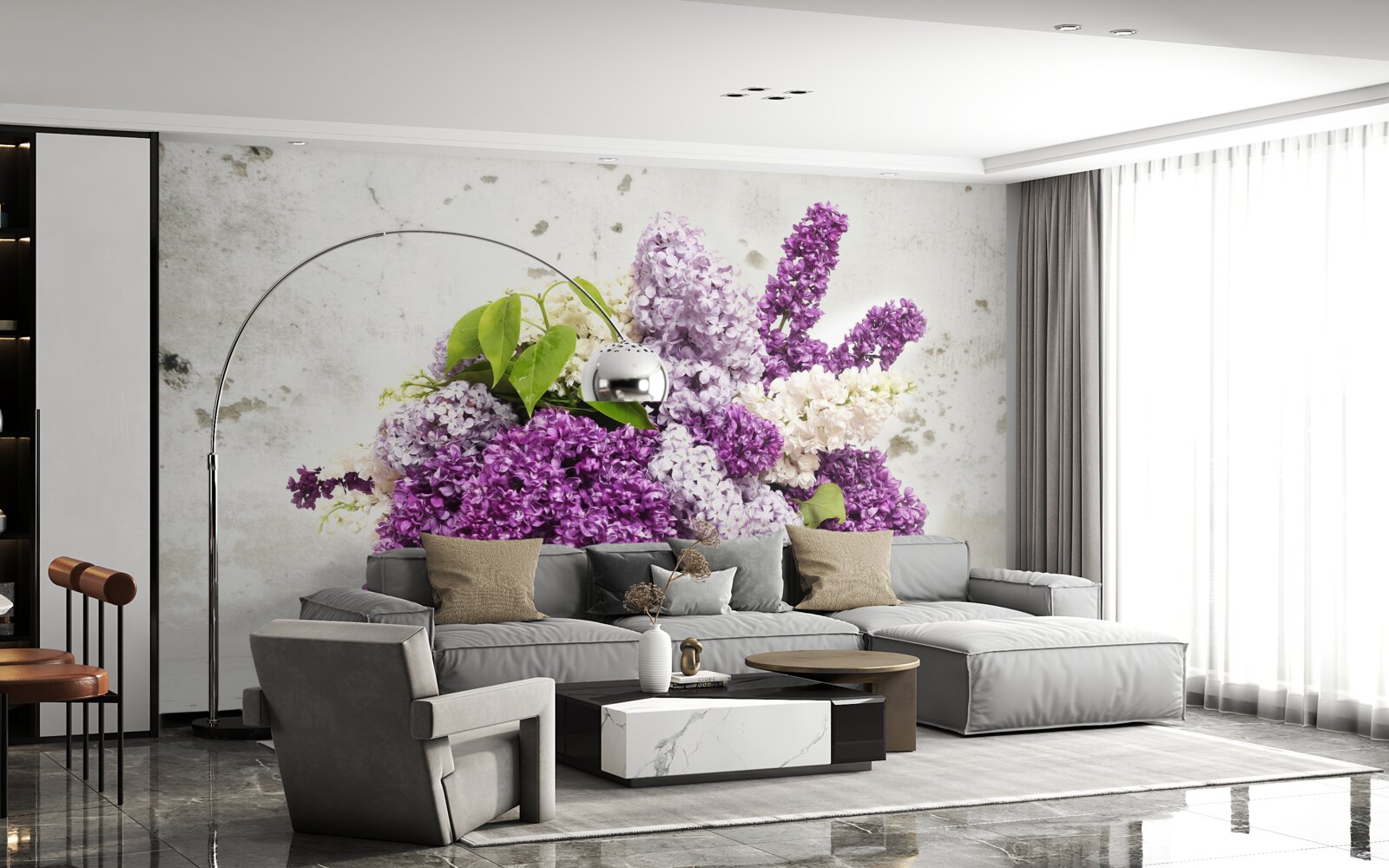 Fotobehang een bos diverse lente seringen