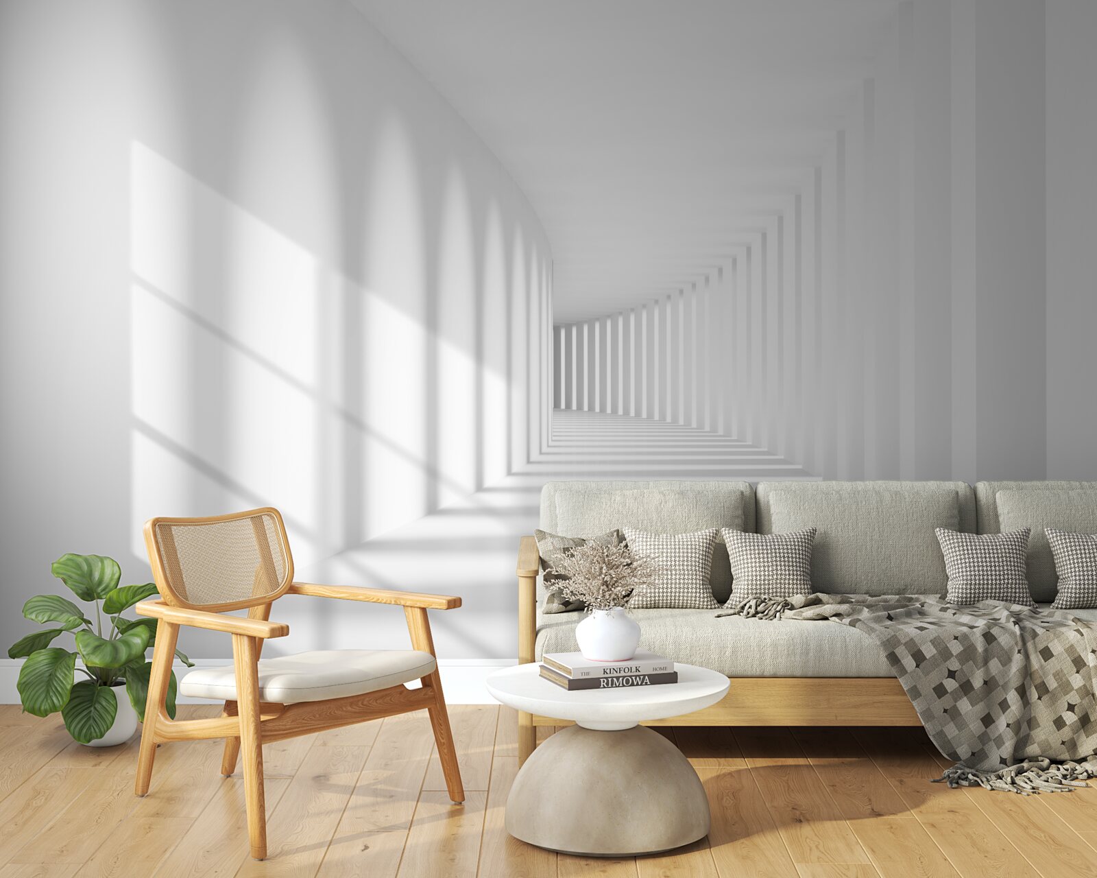 Fotobehang terugwijkende gang van licht