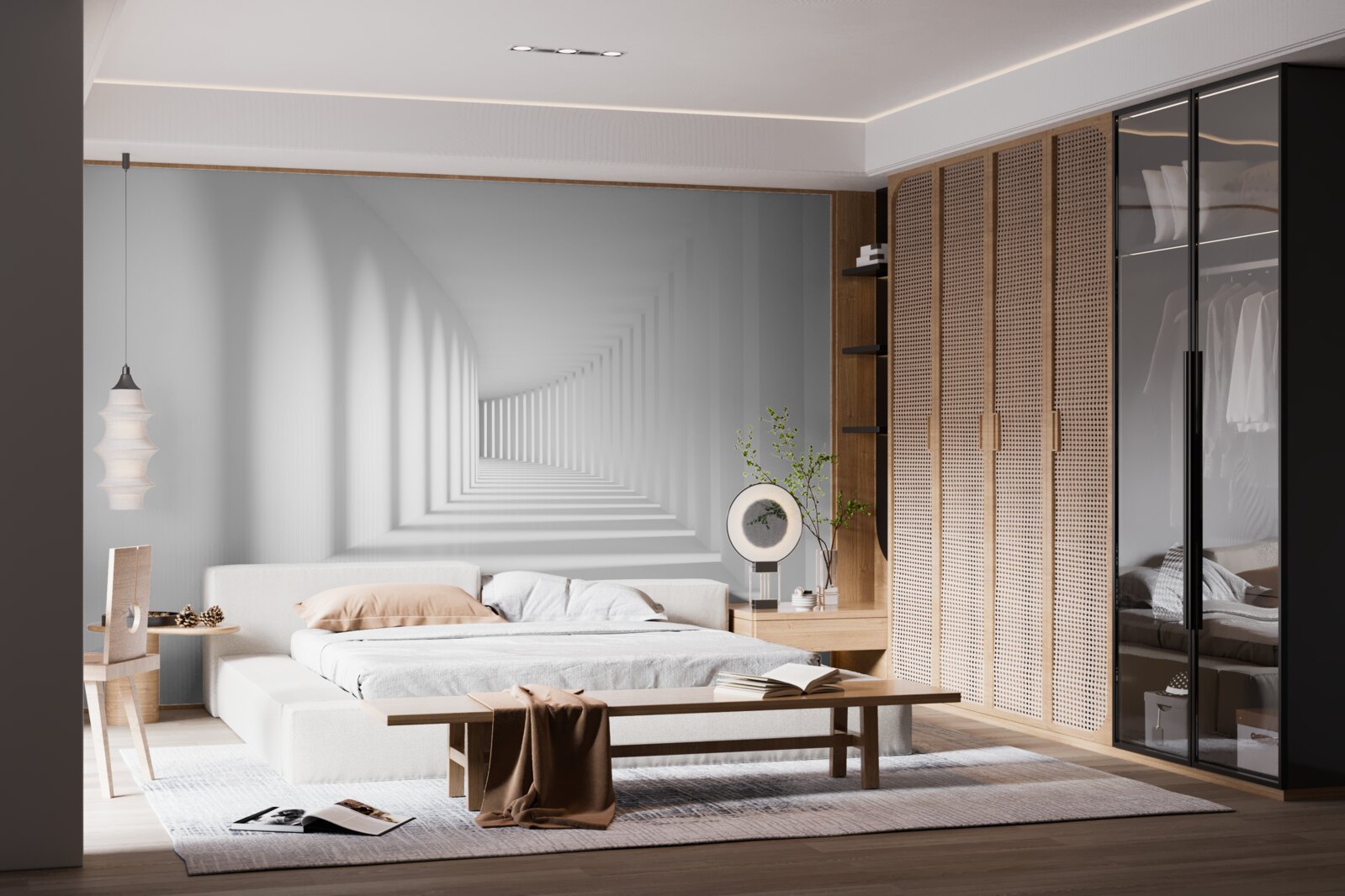 Fotobehang terugwijkende gang van licht