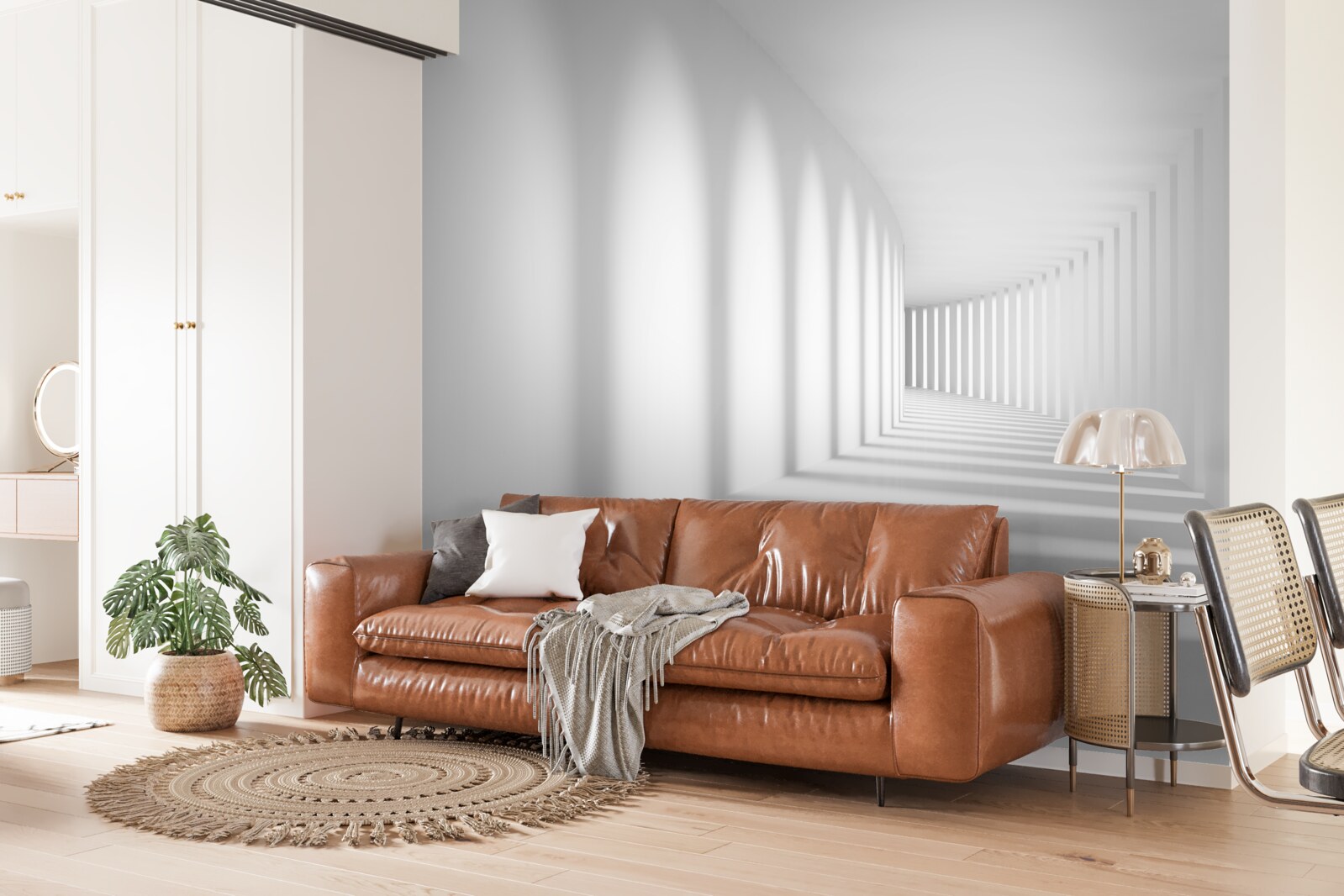 Fotobehang terugwijkende gang van licht