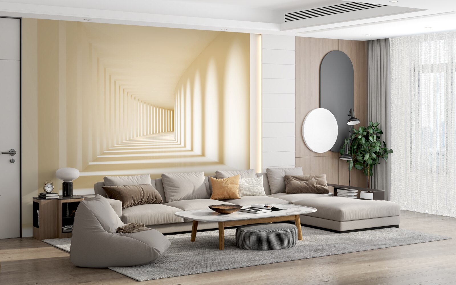 Fotobehang gang die verdwijnt in de zonnige schaduw