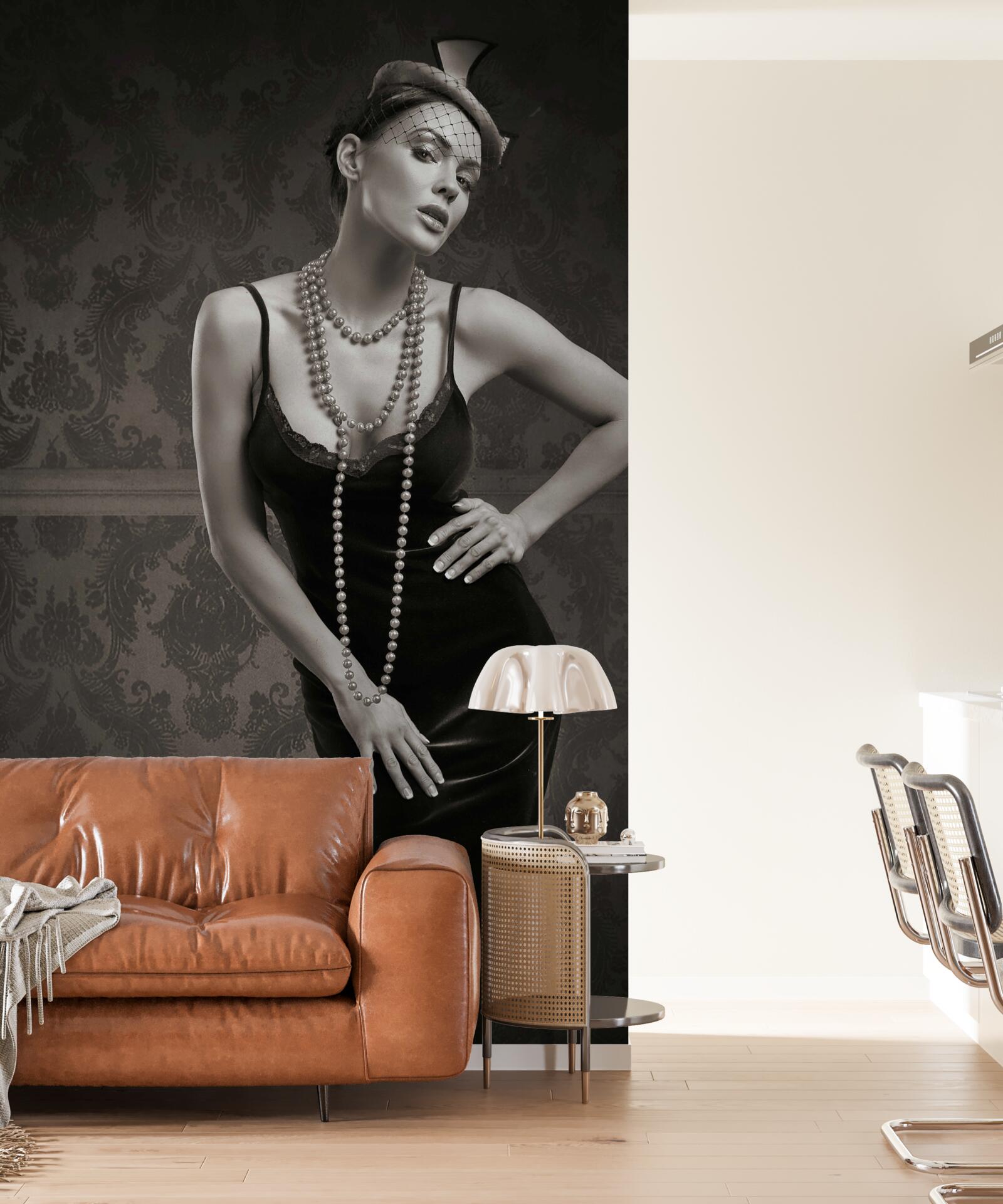 Fotobehang het meisje is afgebeeld in de stijl van de jaren 1960