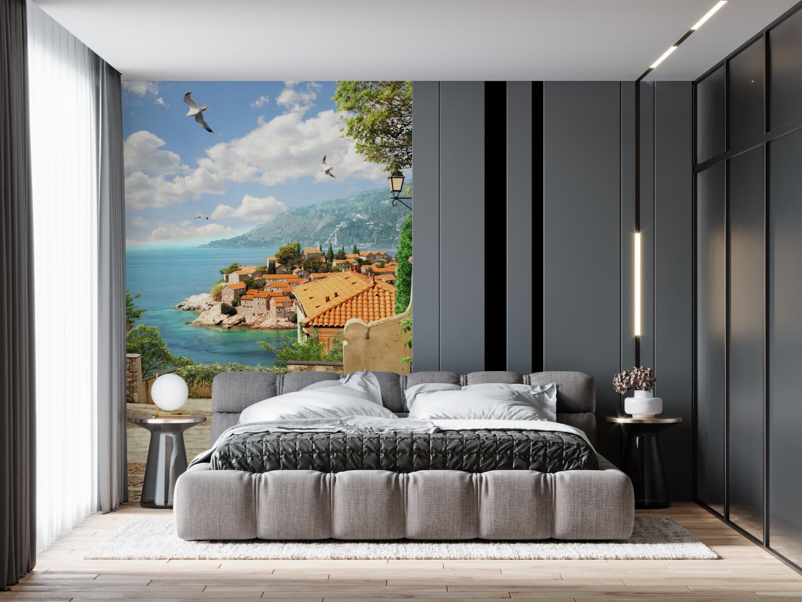 Fotobehang prachtig uitzicht op de oude stad aan de kust