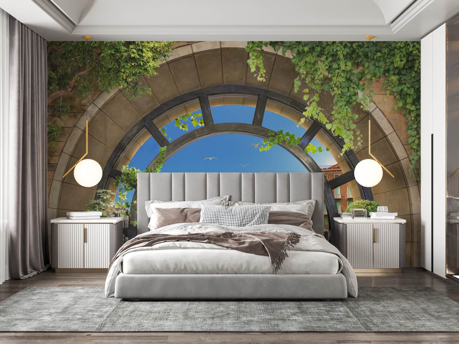 Fotobehang ronde bogen in de jachthaven