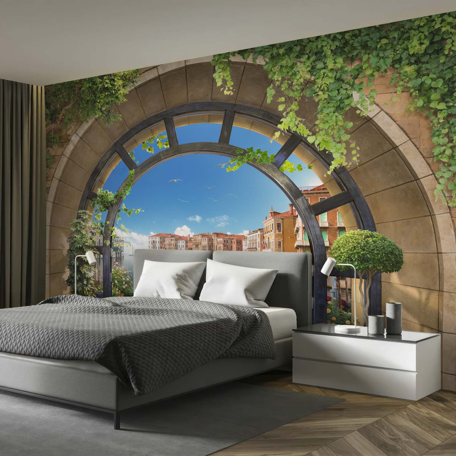 Fotobehang ronde bogen in de jachthaven