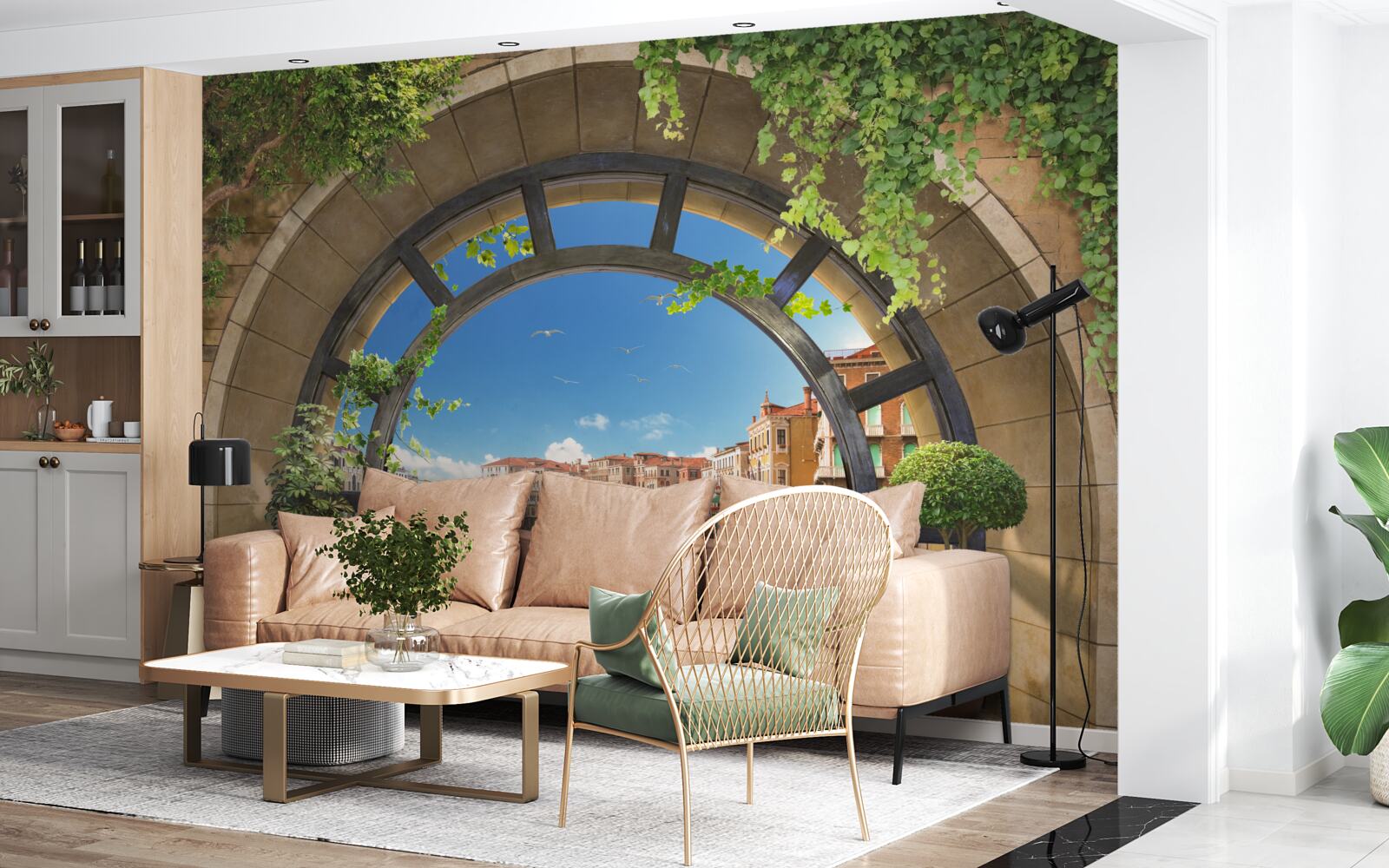 Fotobehang ronde bogen in de jachthaven