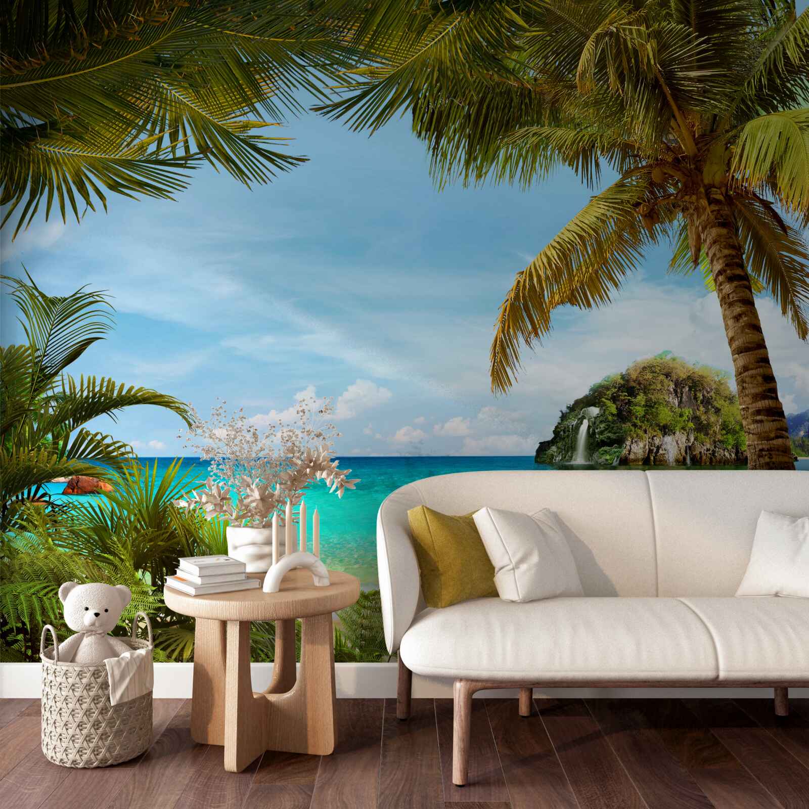 Fotobehang turquoise zeewater en strand in de tropen