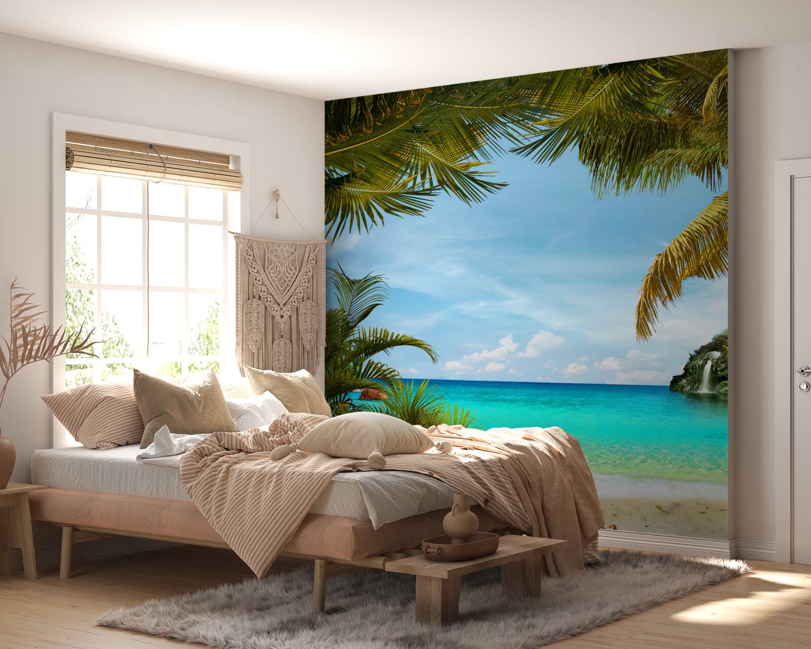 Fotobehang turquoise zeewater en strand in de tropen