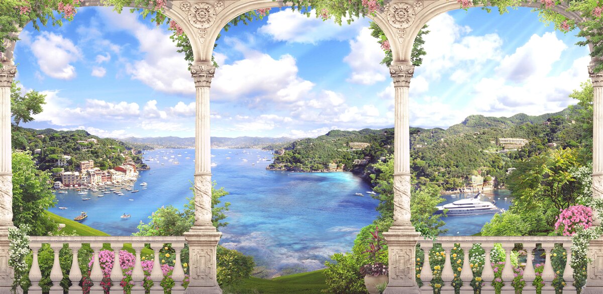 Fotobehang uitkijkplatform met prachtig uitzicht op de natuur