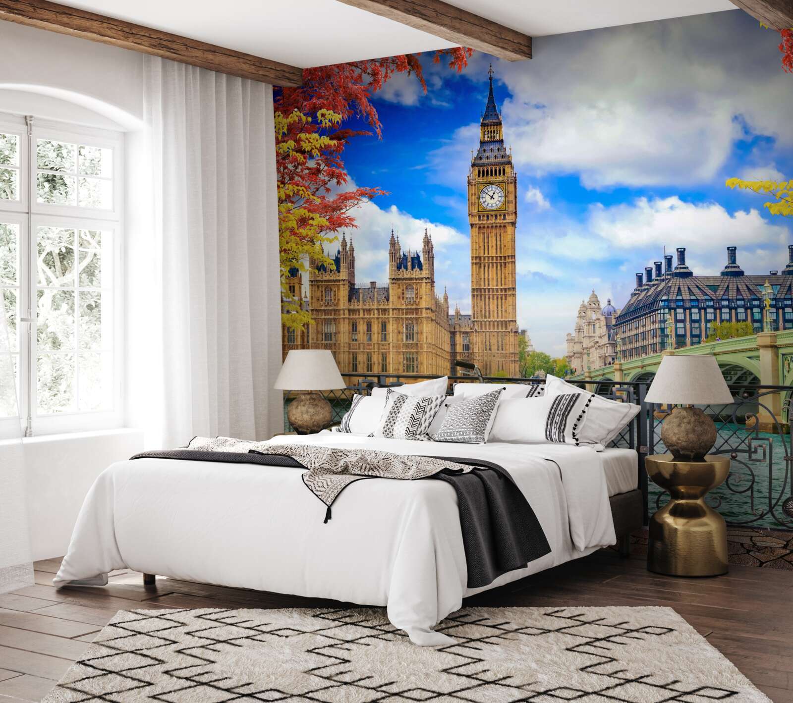 Fotobehang herfstbrug tussen de thames en big ben