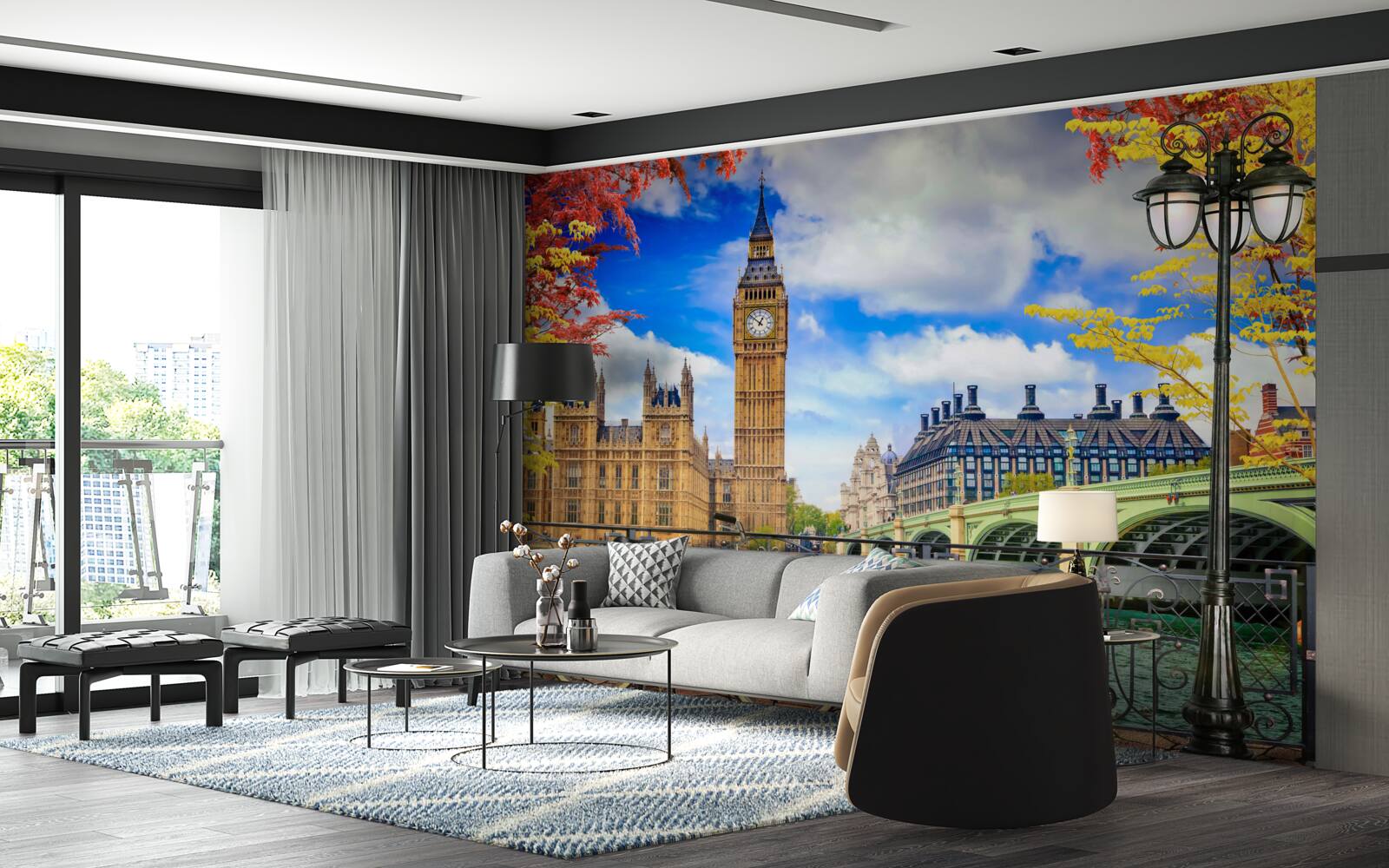 Fotobehang herfstbrug tussen de thames en big ben