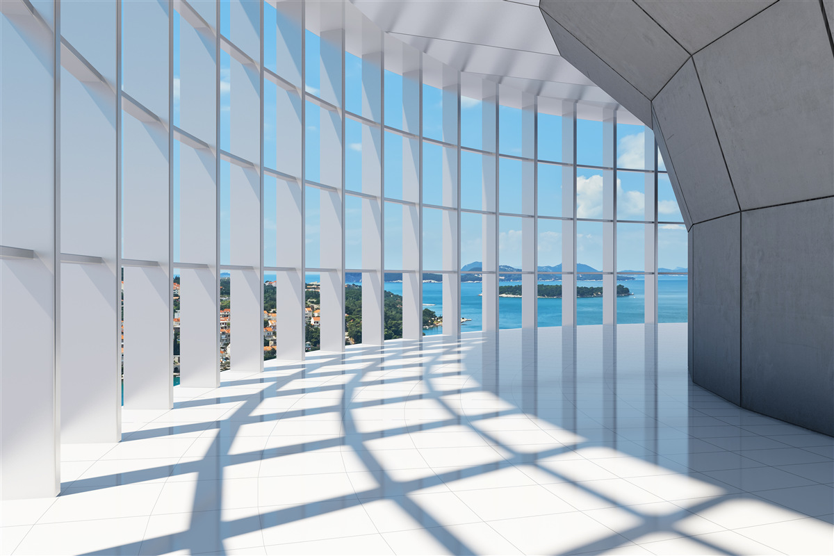 Fotobehang gang die wegloopt met een aantrekkelijk uitzicht