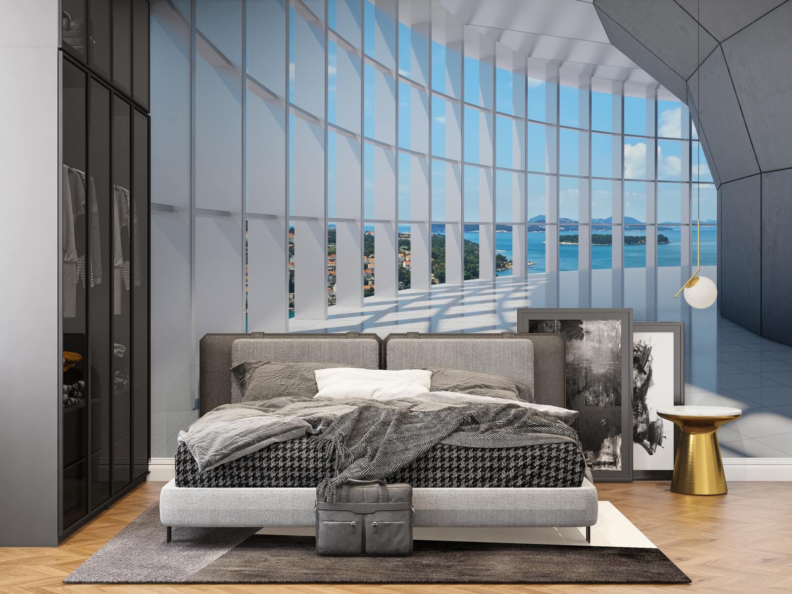 Fotobehang gang die wegloopt met een aantrekkelijk uitzicht