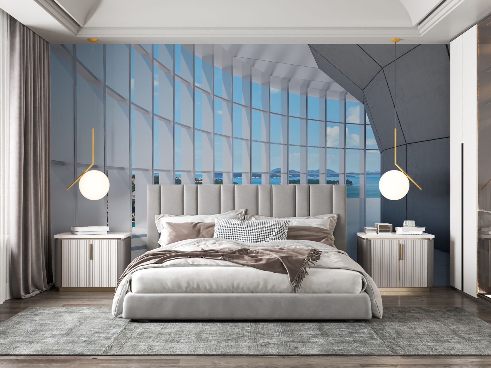 Fotobehang gang die wegloopt met een aantrekkelijk uitzicht