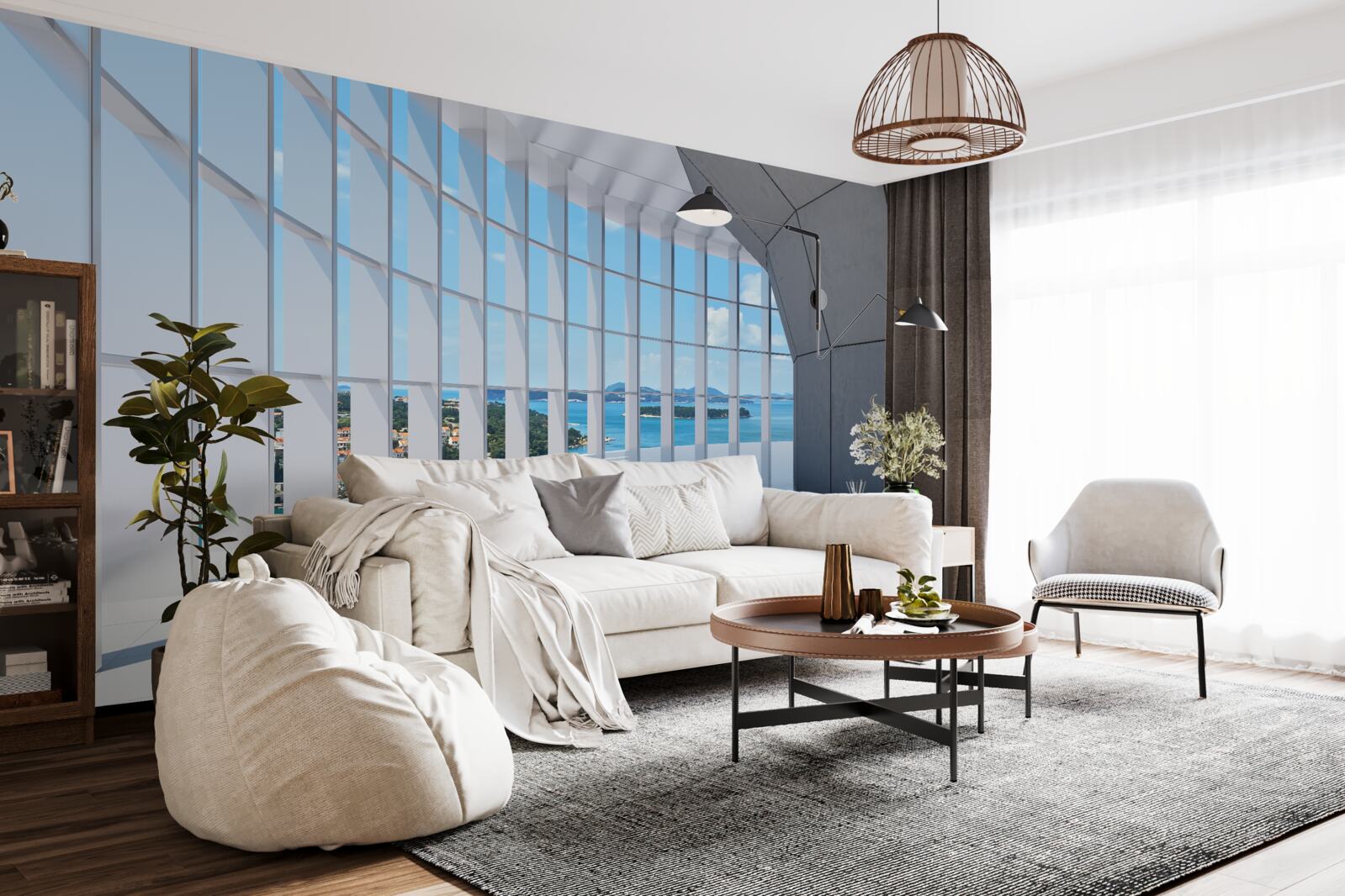 Fotobehang gang die wegloopt met een aantrekkelijk uitzicht