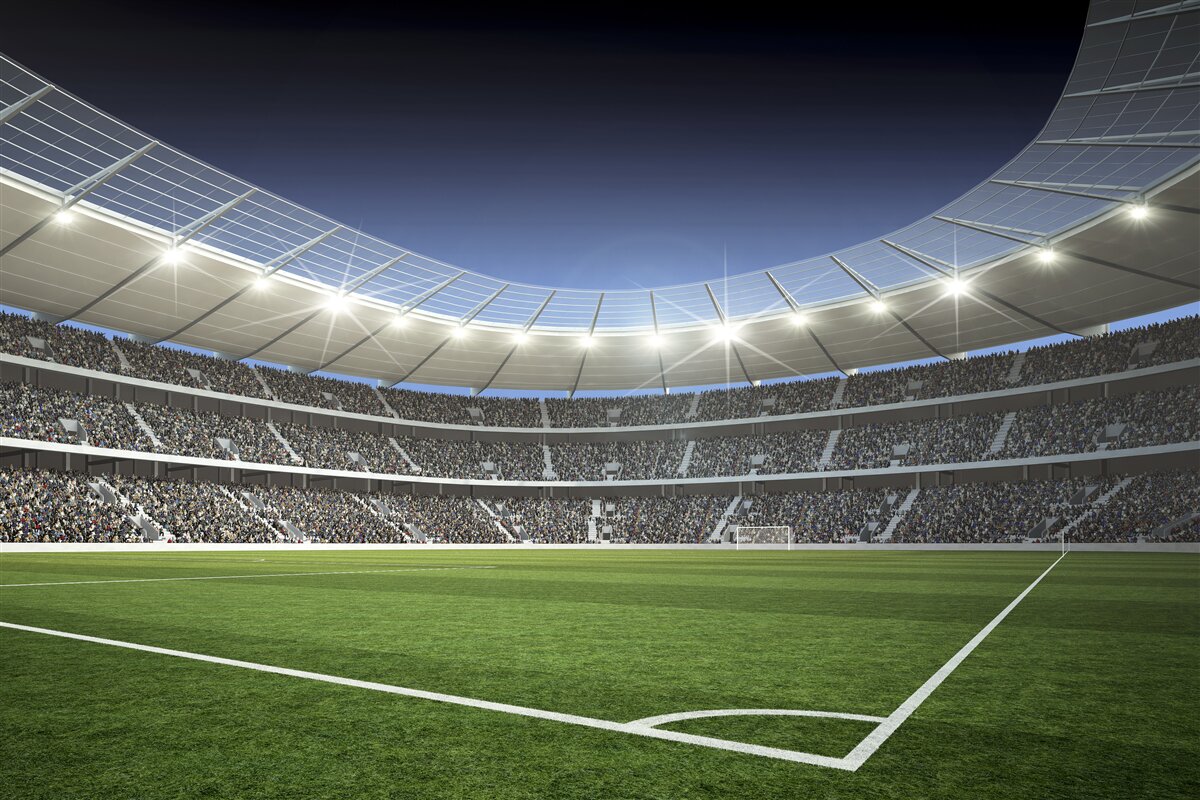 Fotobehang stadion maakt zich op voor komst voetballers