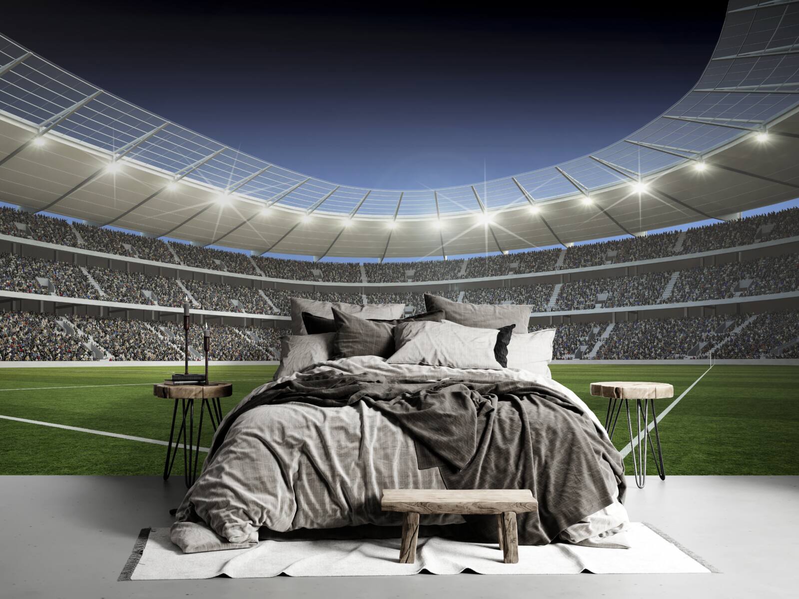 Fotobehang stadion maakt zich op voor komst voetballers